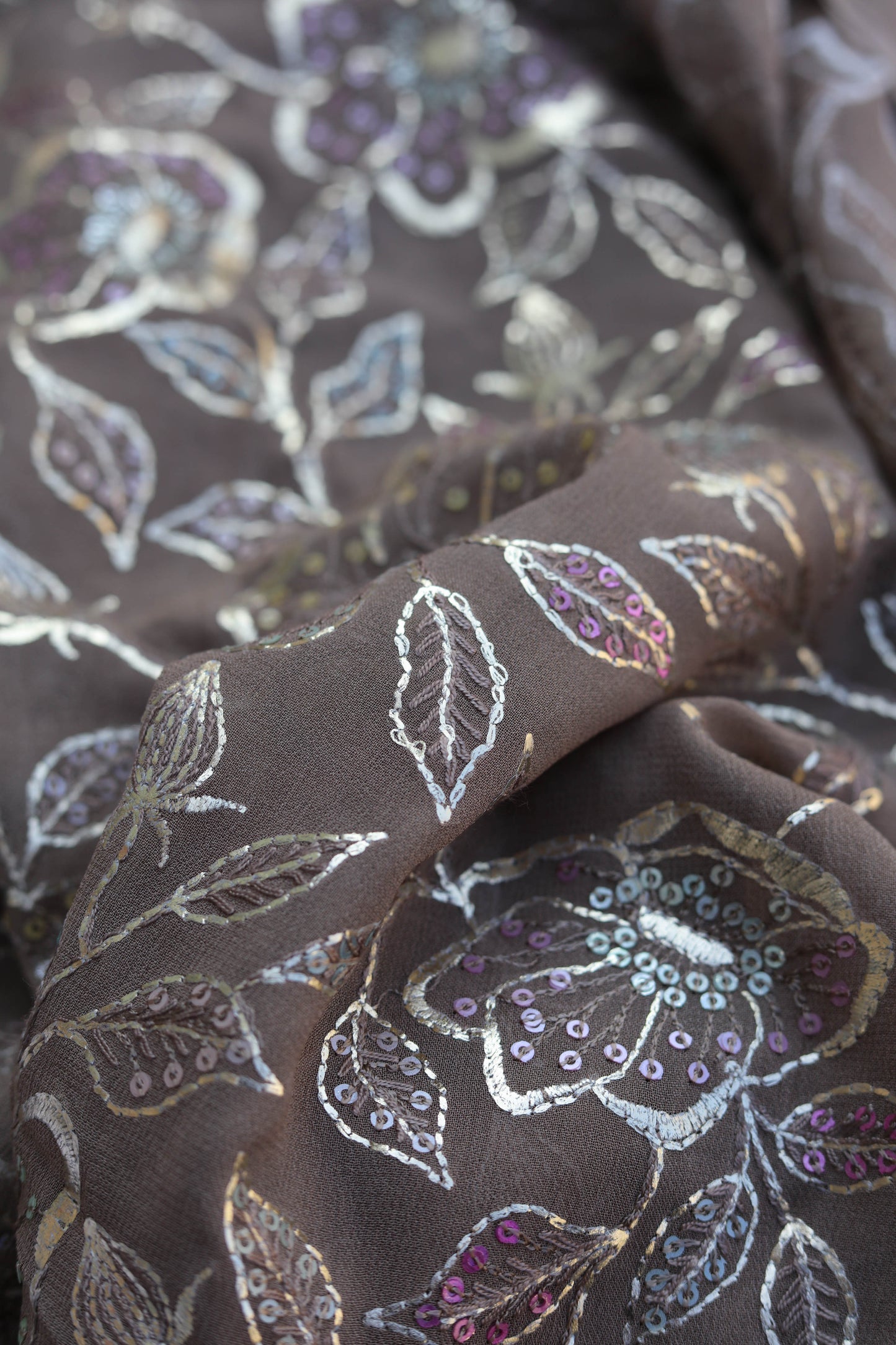 Fabonique Floral Embroidered Sequin Fabric