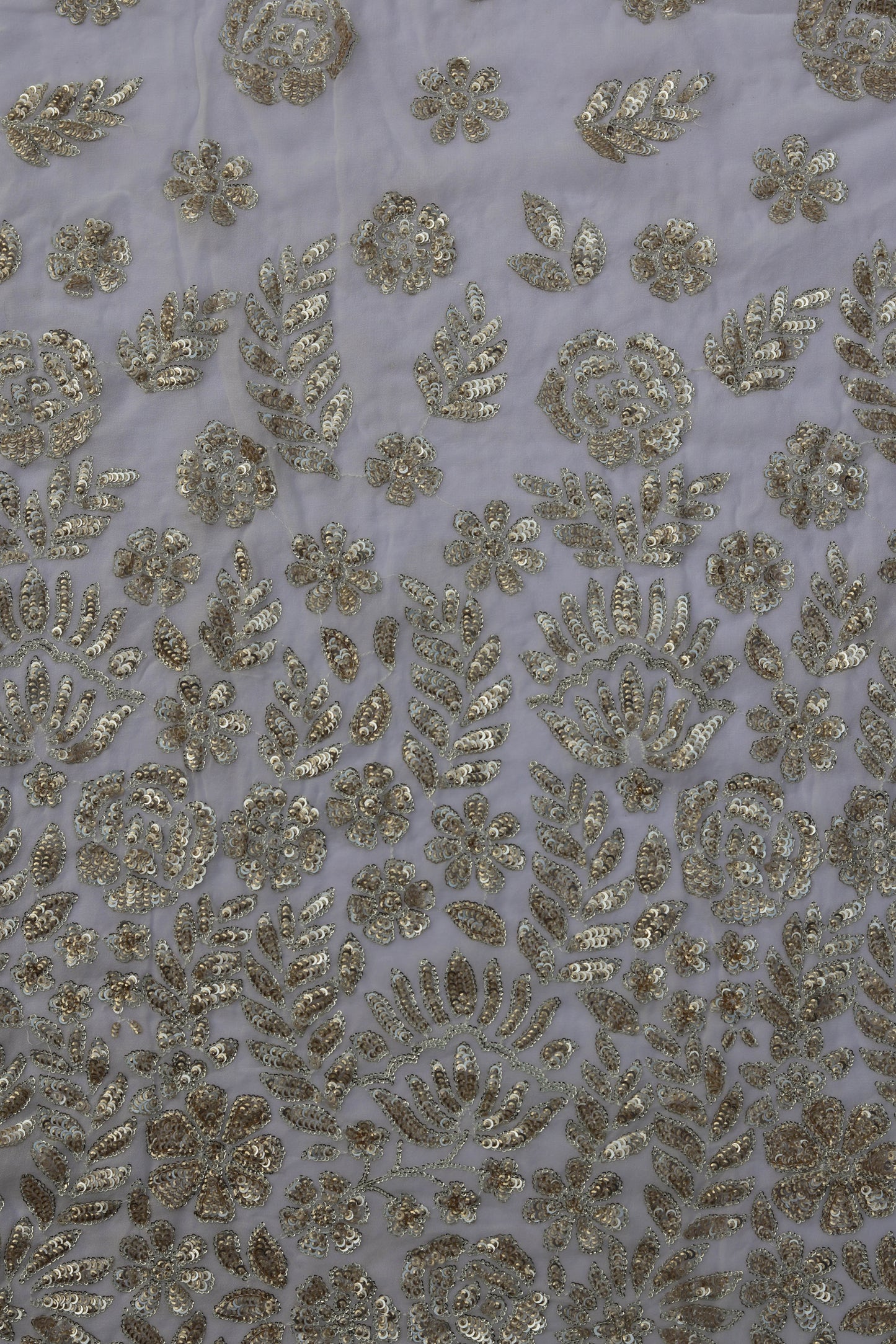 Silver Sequin Embroidered Nude Fabric