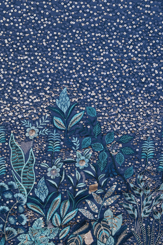 Ivory Gold Sequin Embroidered Fabric Elegant Embroidery Fabric