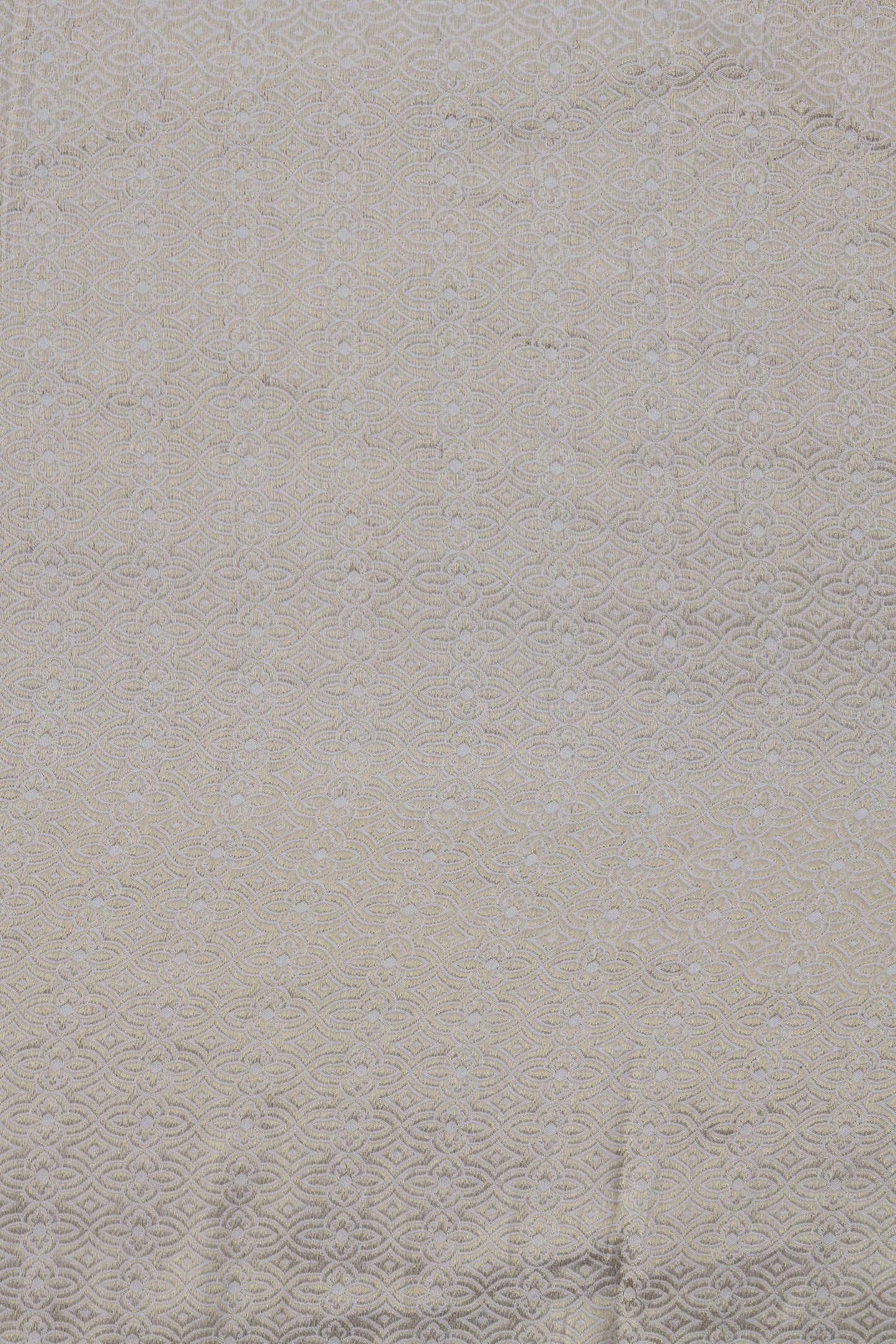 Ivory Banarasi Brocade Fabric with Floral Geometric Weave