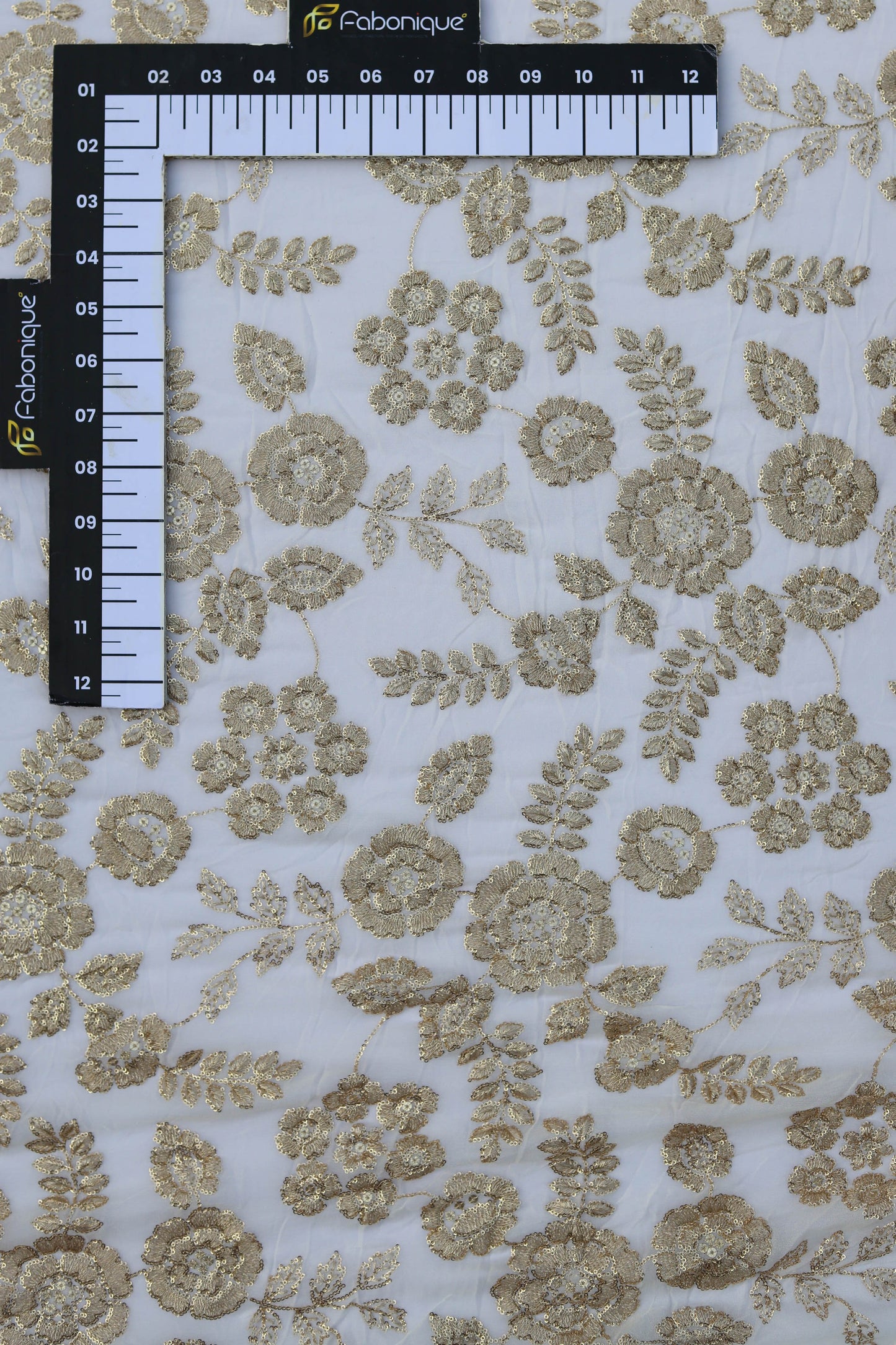 Gold Sequin Floral Embroidered Fabric