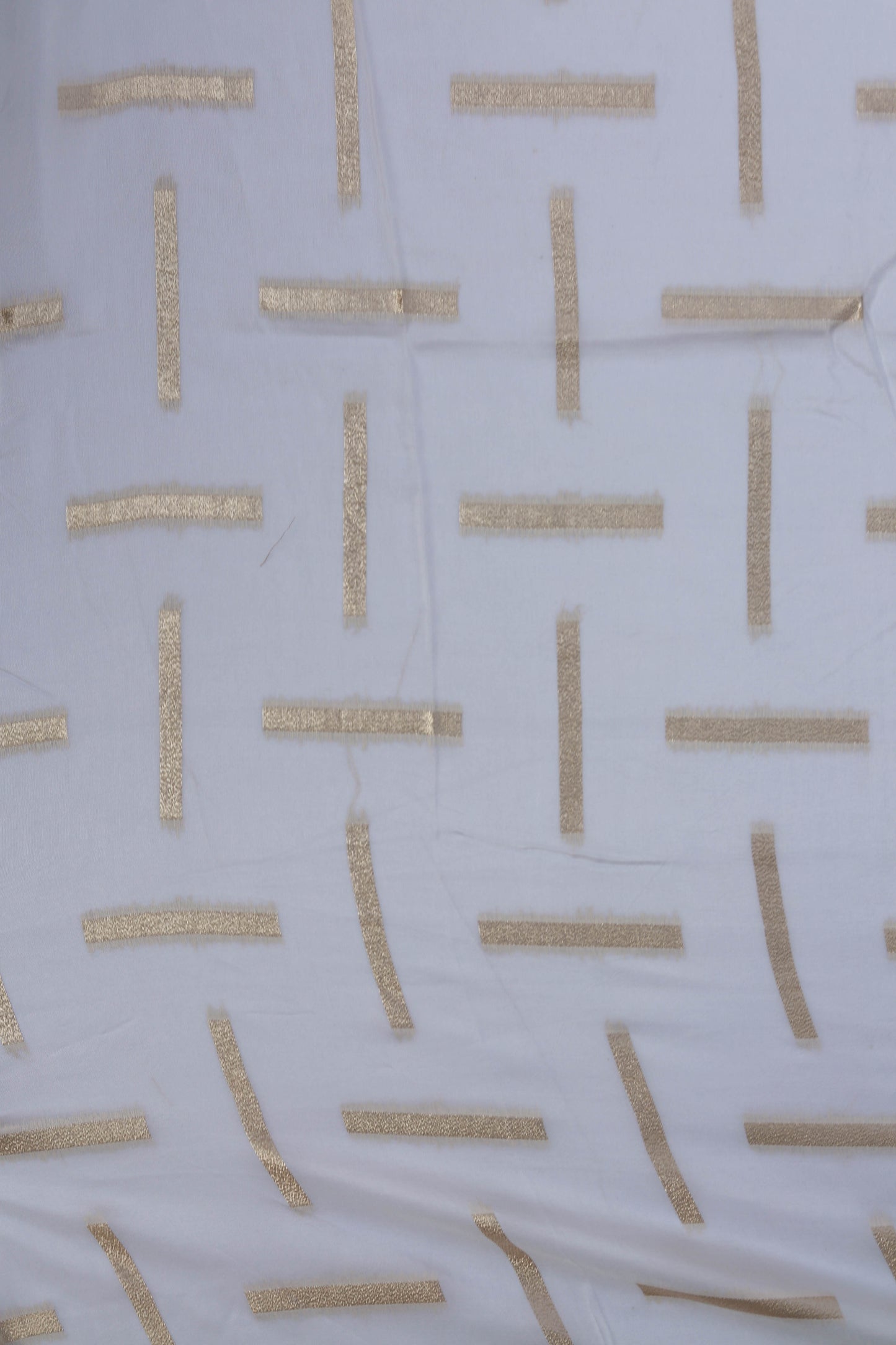 Russian Silk Lehriya Fabric with Geometric Pattern and Gold Highlights