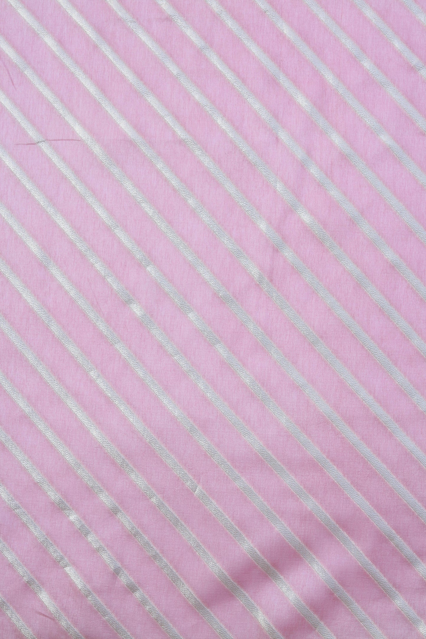 White Gold Striped Organza Fabric with Silk Sheen