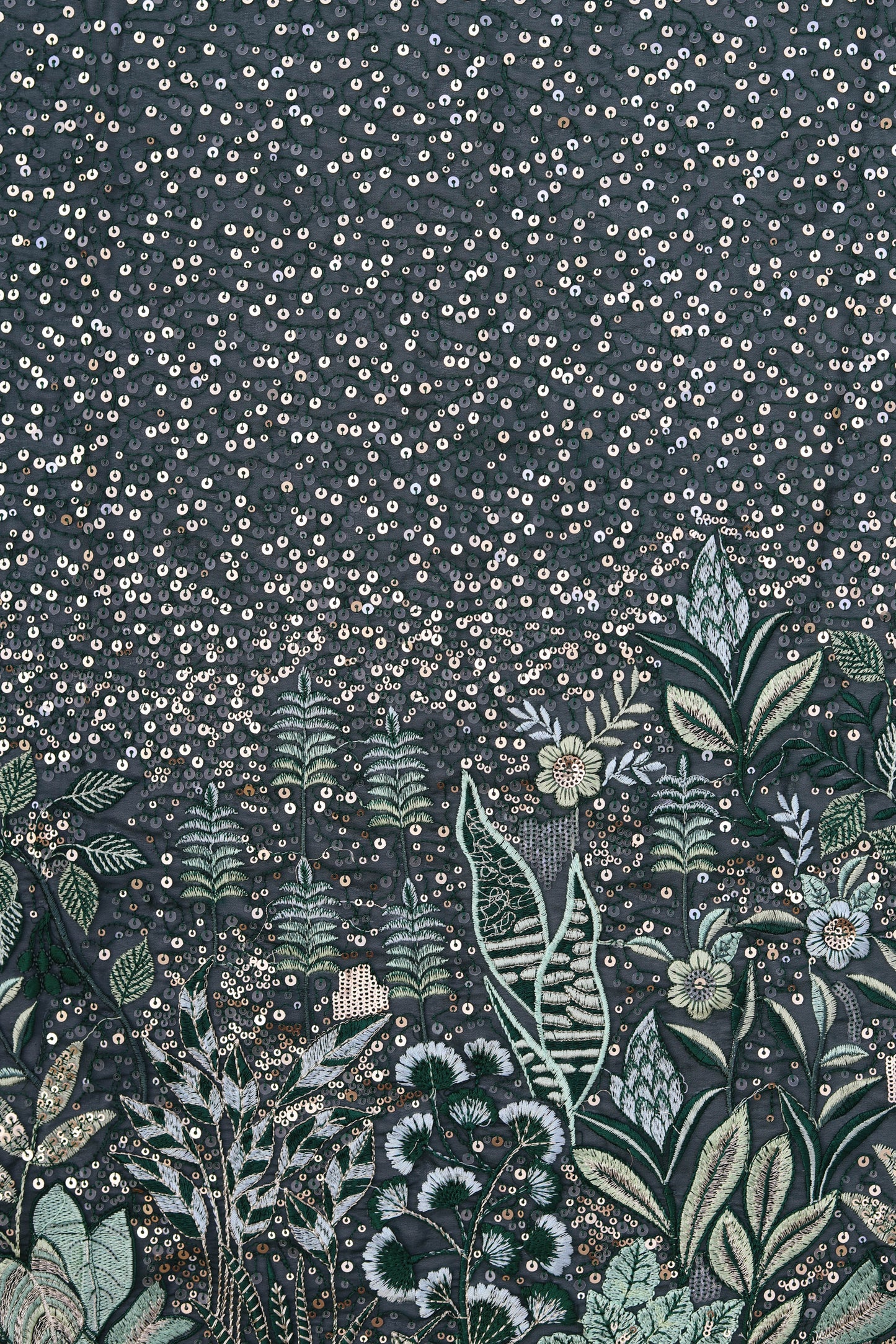 Ivory Gold Sequin Embroidered Fabric Elegant Embroidery Fabric