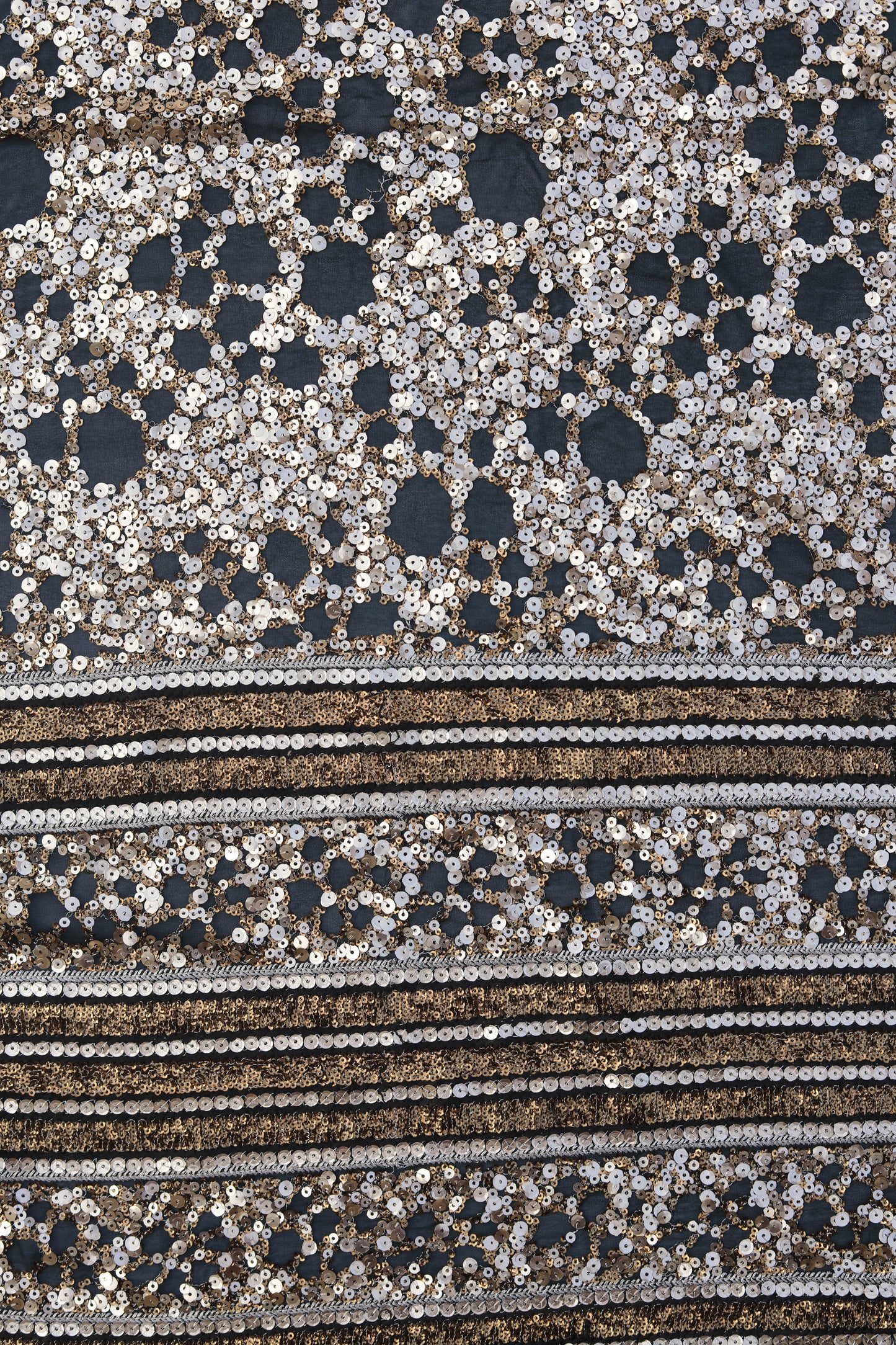 Gold Embellished Floral Sequin Fabric