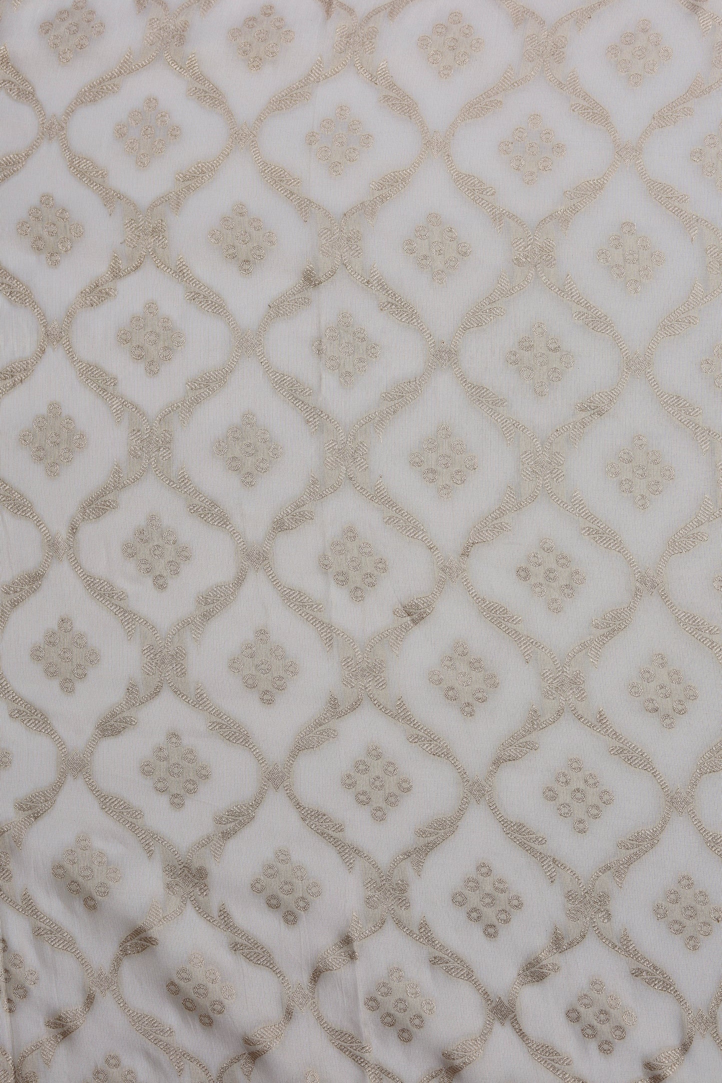 Golden Lattice Pattern Sheer Organza Fabric