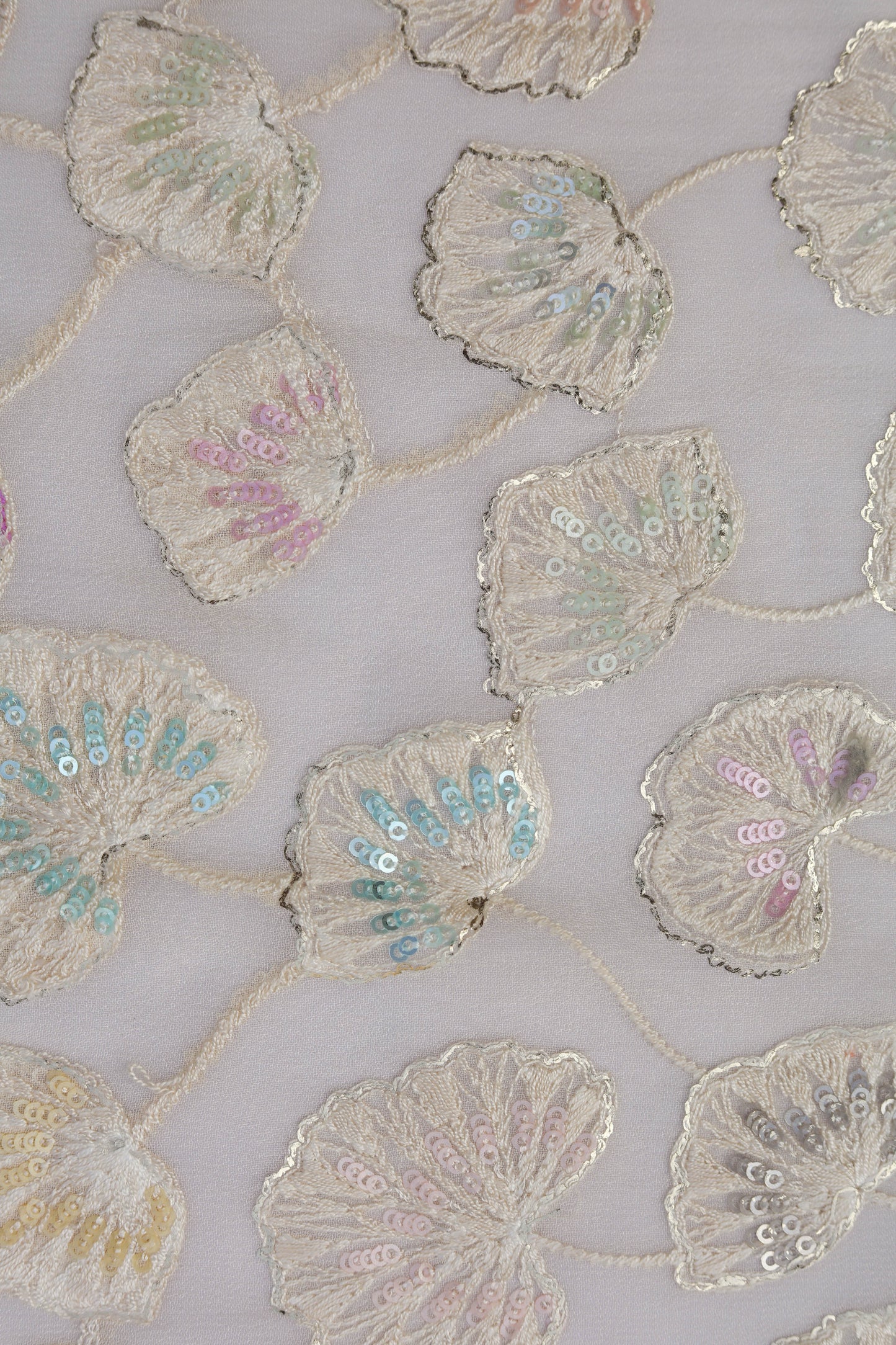 Floral Embroidered Sequin Fabric with Vibrant Accents