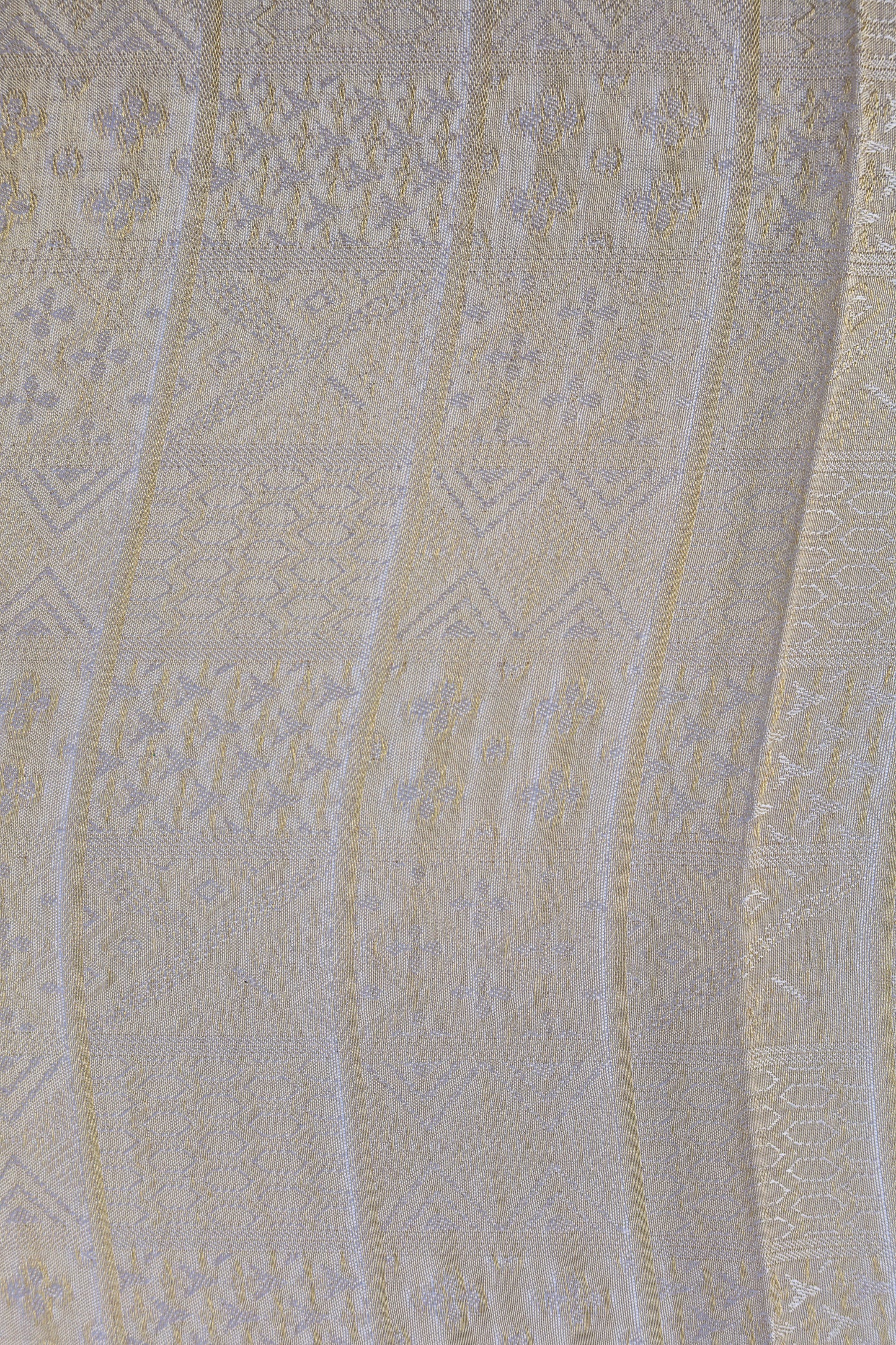 Pure Tanchoi Silk Brocade Fabric with Ethnic Geometric Weave