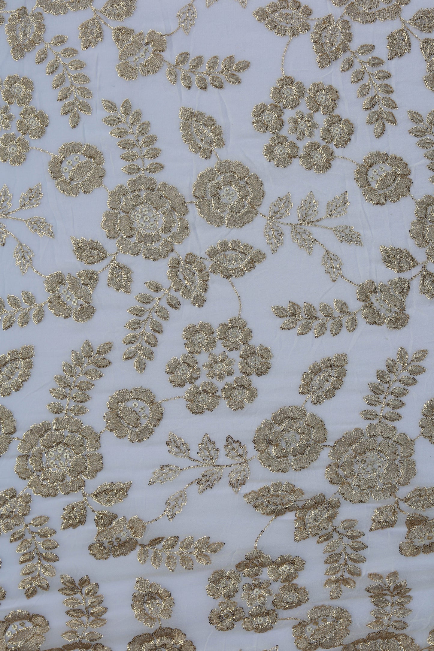 Gold Sequin Floral Embroidered Fabric