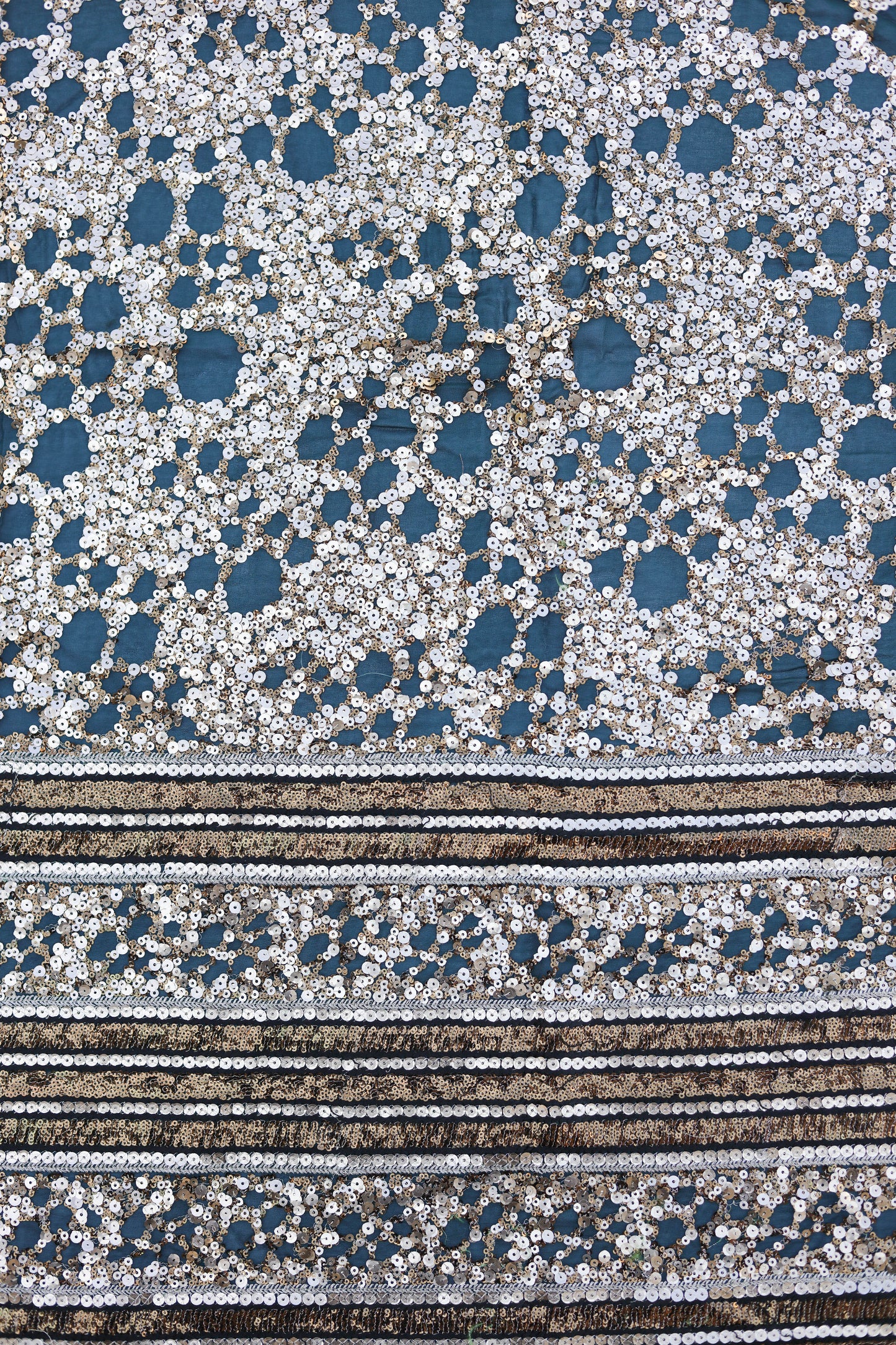 Gold Embellished Floral Sequin Fabric