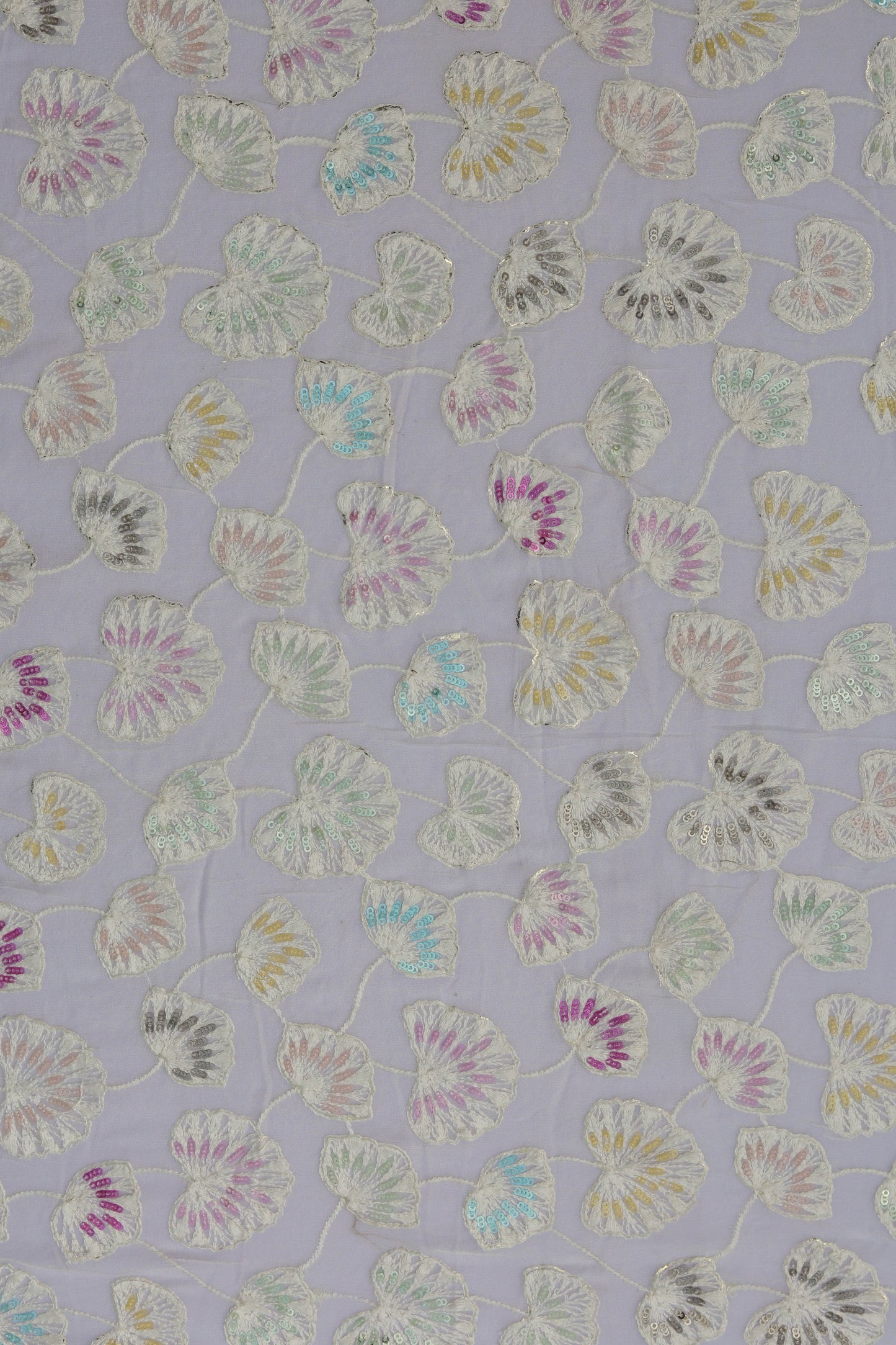 Floral Embroidered Sequin Fabric with Vibrant Accents