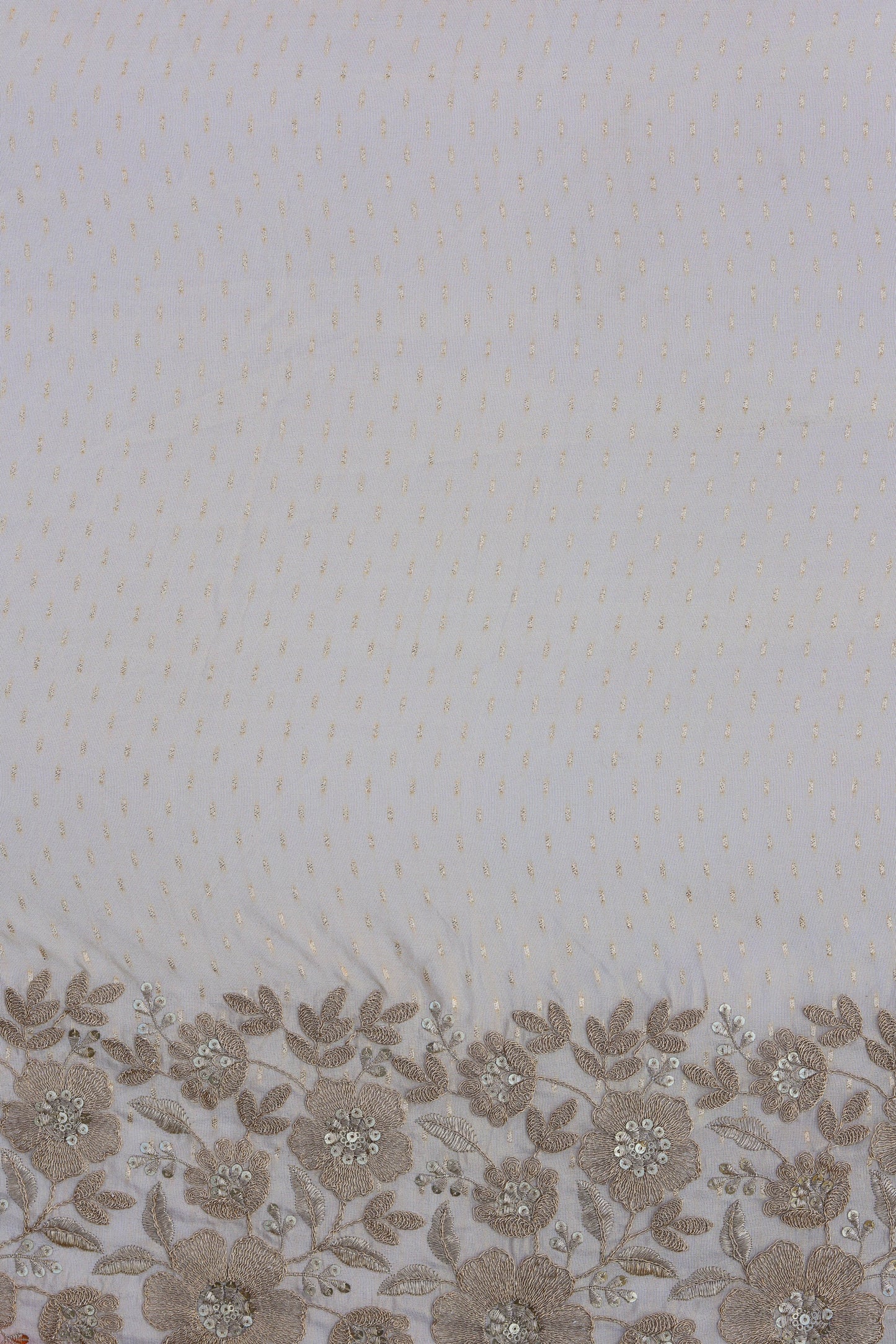 Banarasi Tissue Floral Embroidered Fabric with Sequins