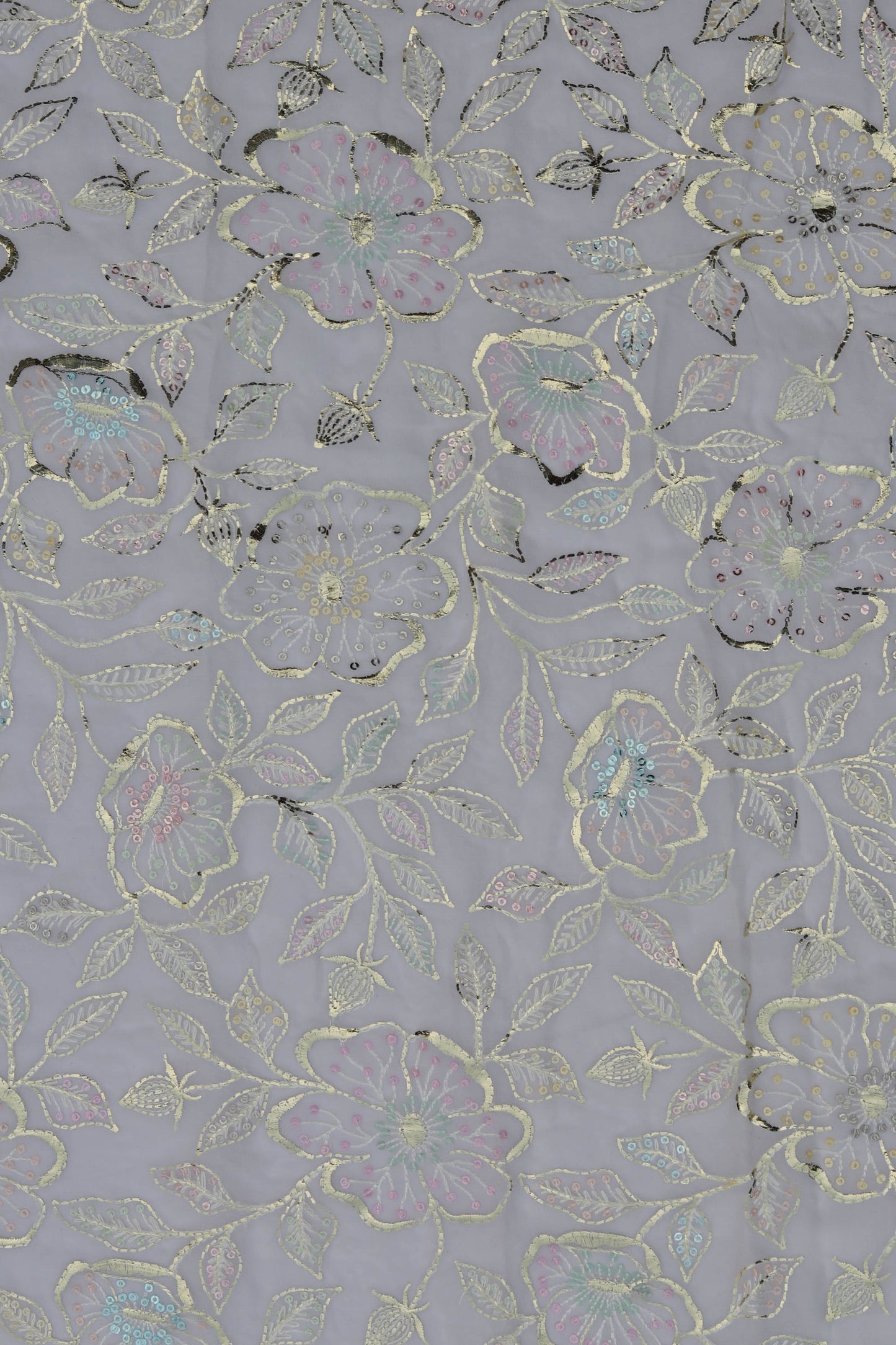 Fabonique Floral Embroidered Sequin Fabric