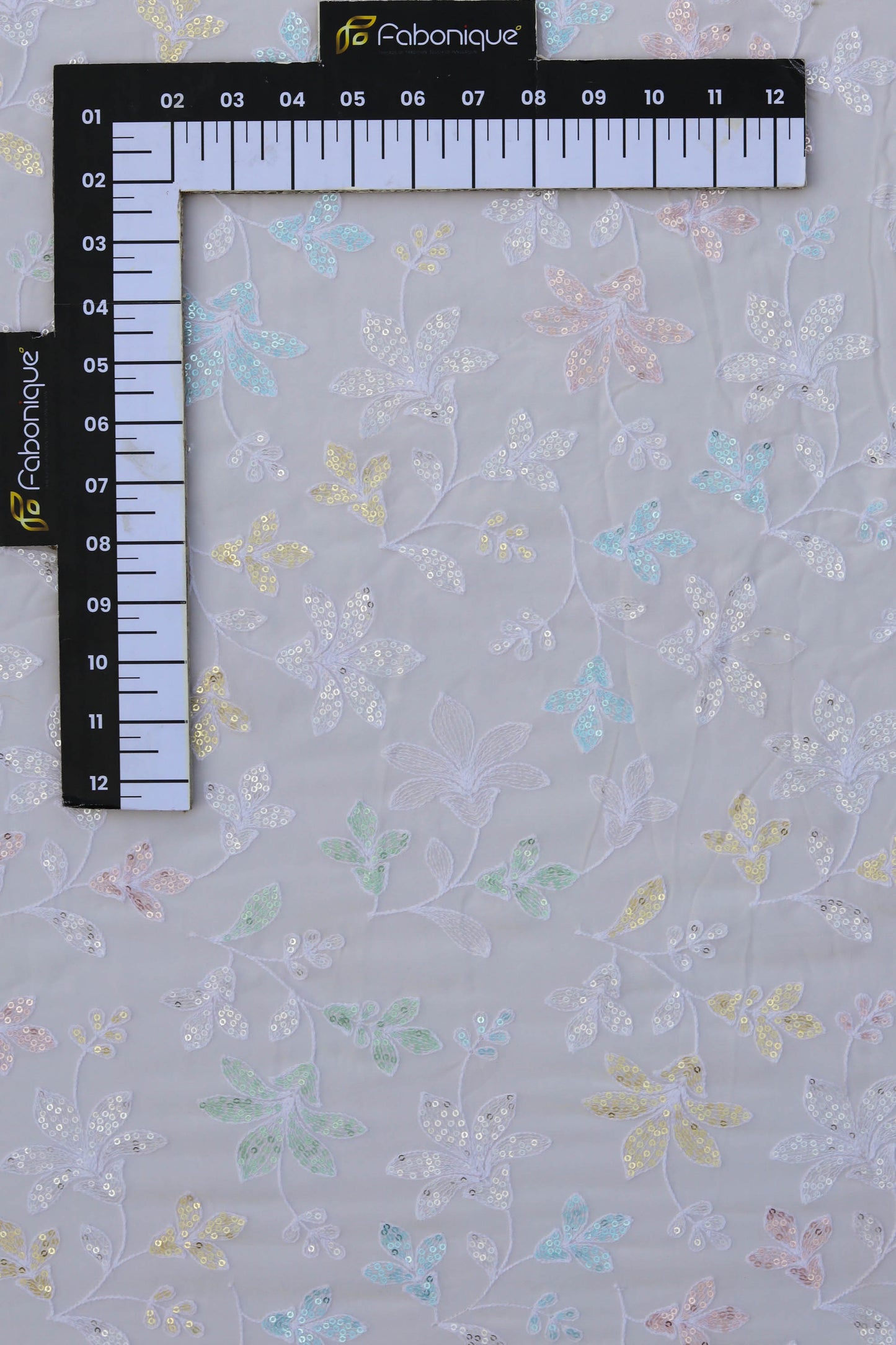 Pastel Floral Embroidered Sequin Fabric