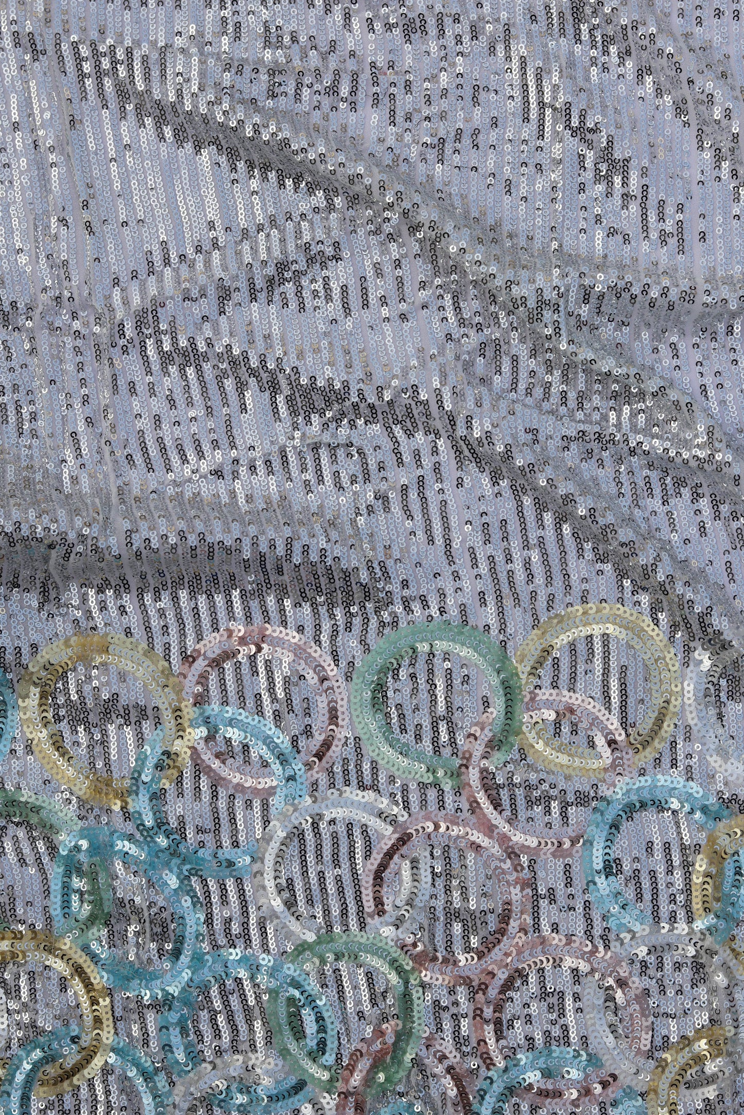 Multi Color Circular Embroidered Sequin Fabric