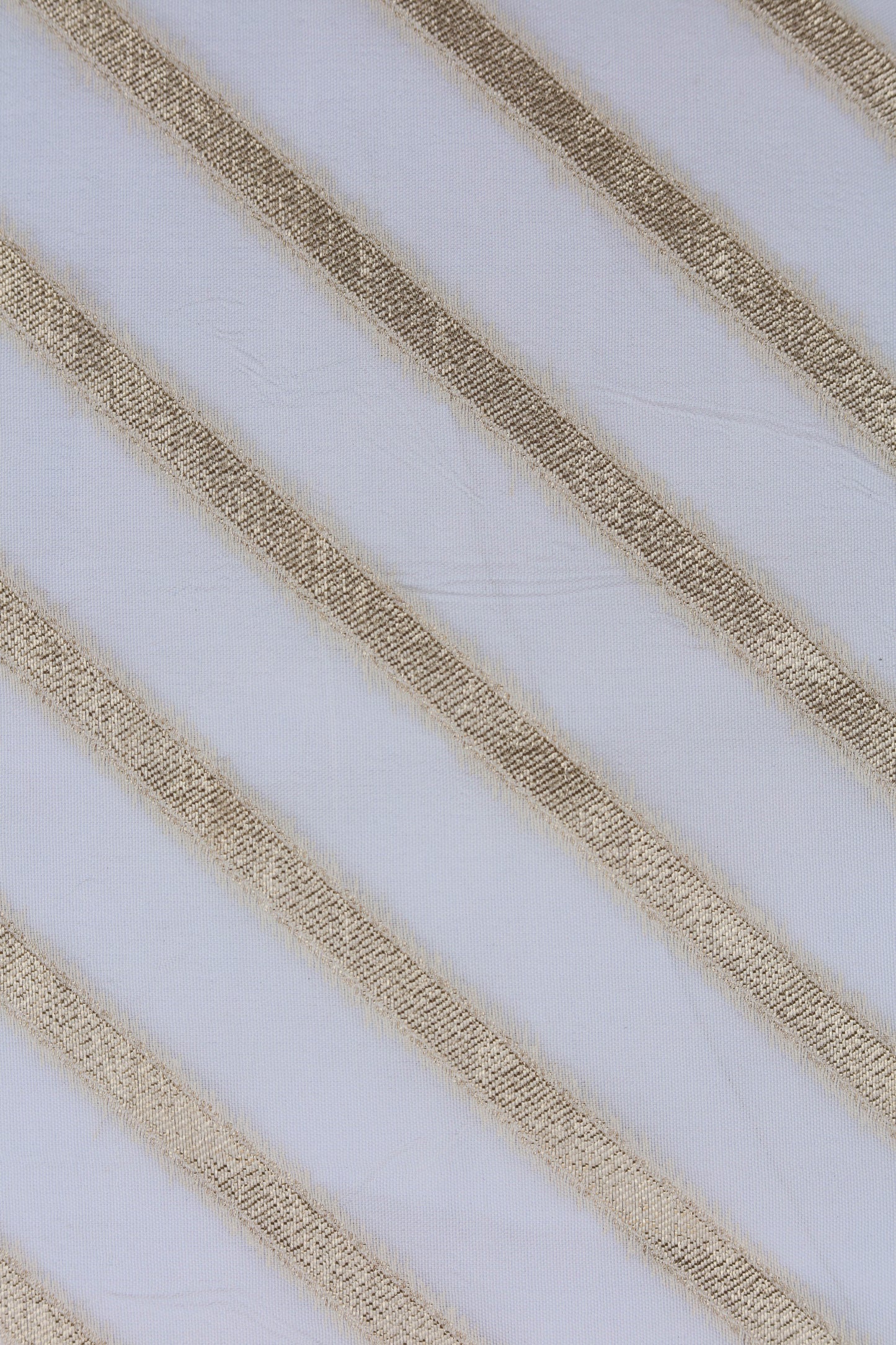 White Gold Striped Organza Fabric with Silk Sheen