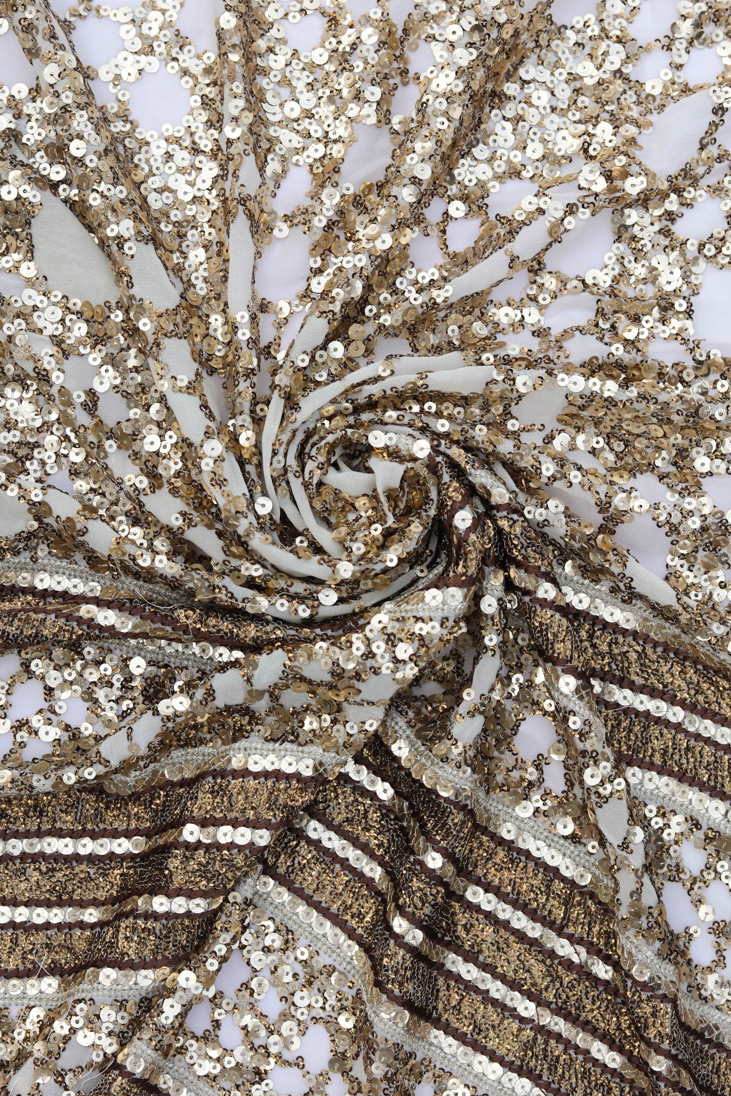 Gold Embellished Floral Sequin Fabric