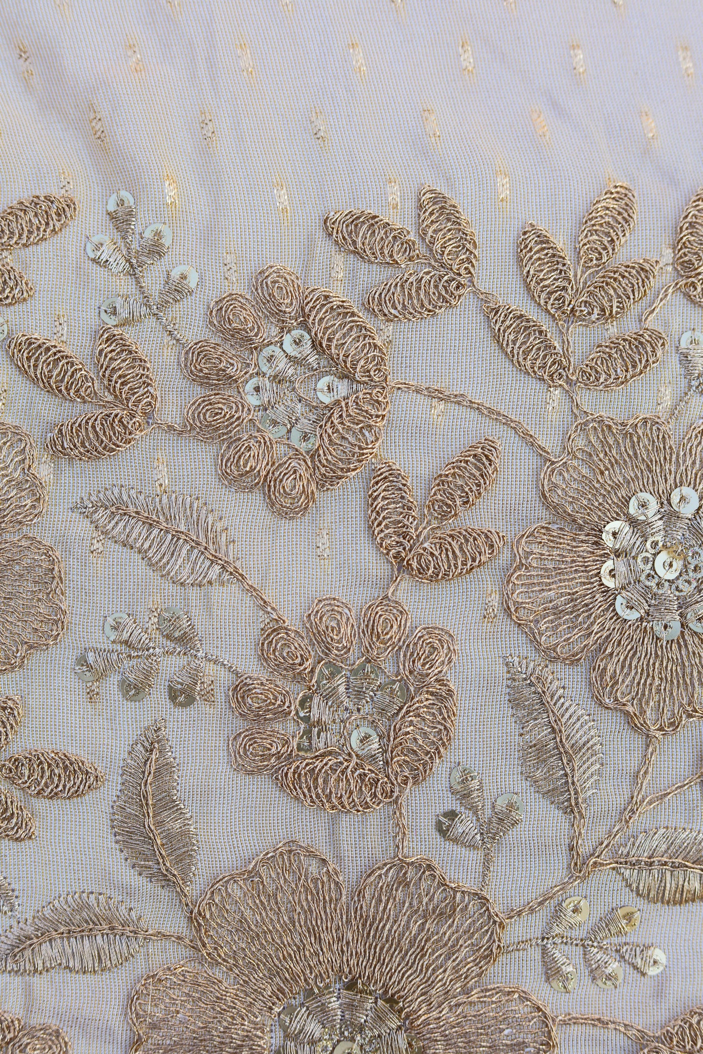 Banarasi Tissue Floral Embroidered Fabric with Sequins