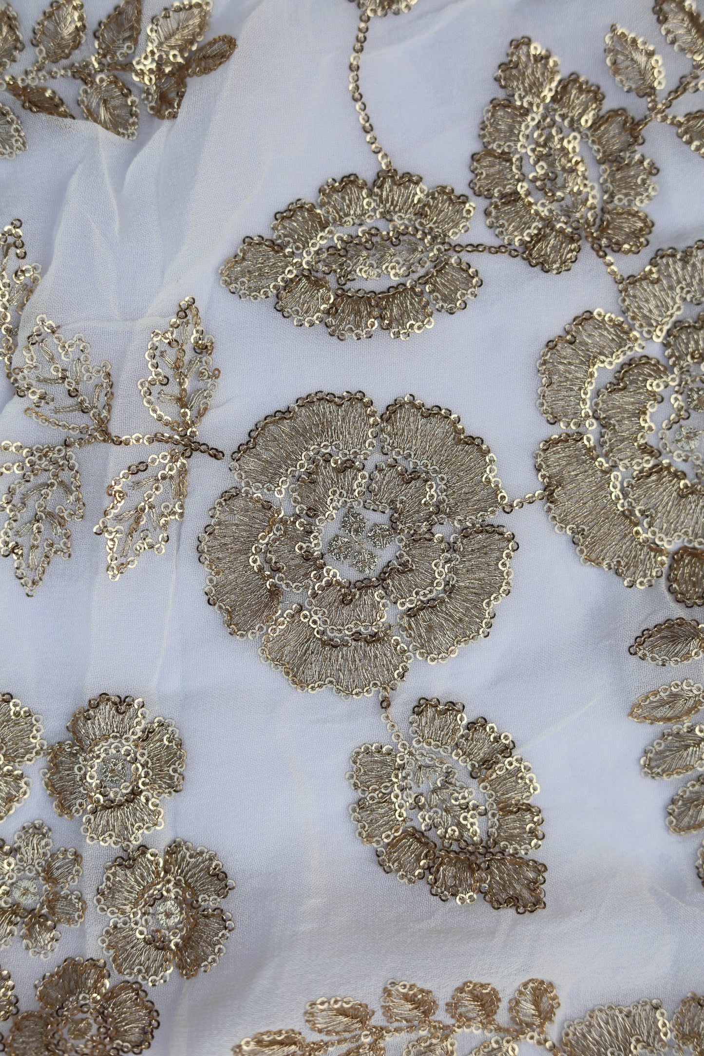 Gold Sequin Floral Embroidered Fabric