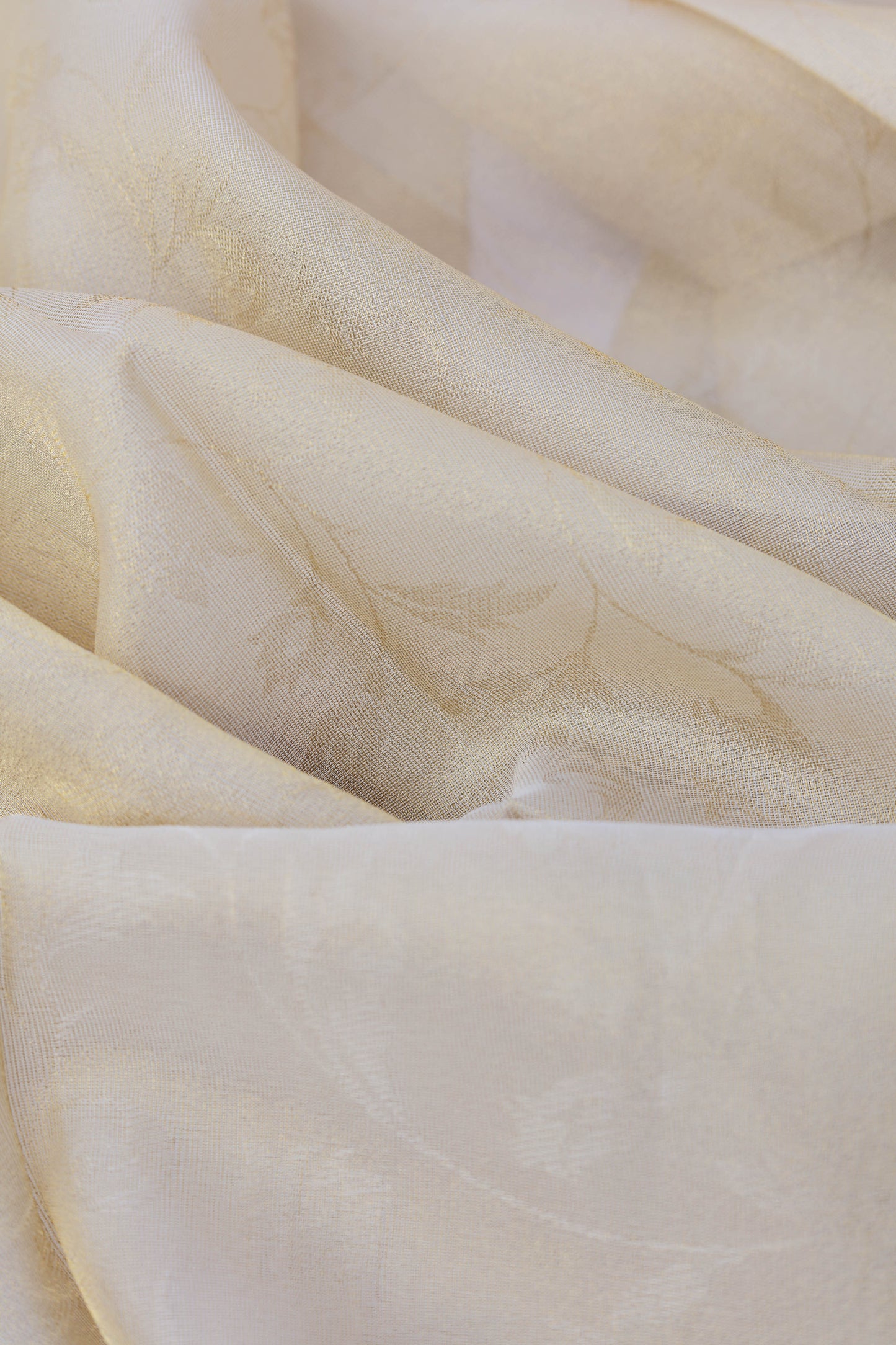 Pure Tissue Organza Fabric with Self Pattern and Delicate Floral Motif