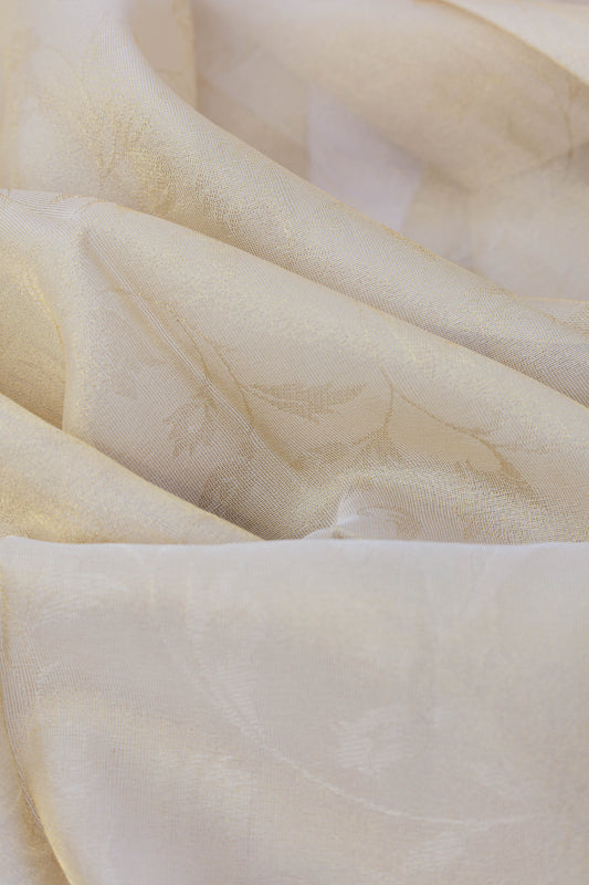 Pure Tissue Organza Fabric with Self Pattern and Delicate Floral Motif
