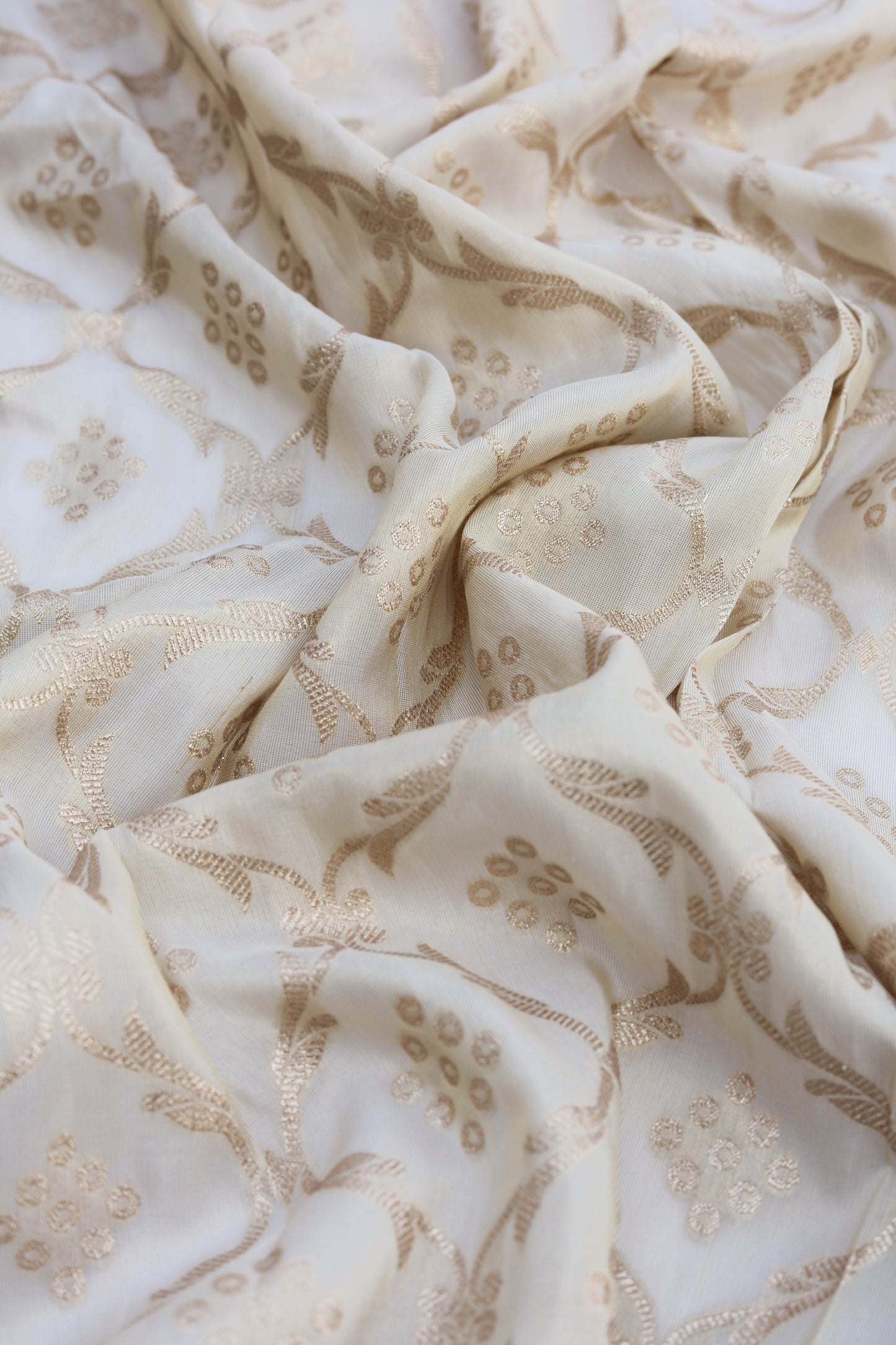 Golden Lattice Pattern Sheer Organza Fabric