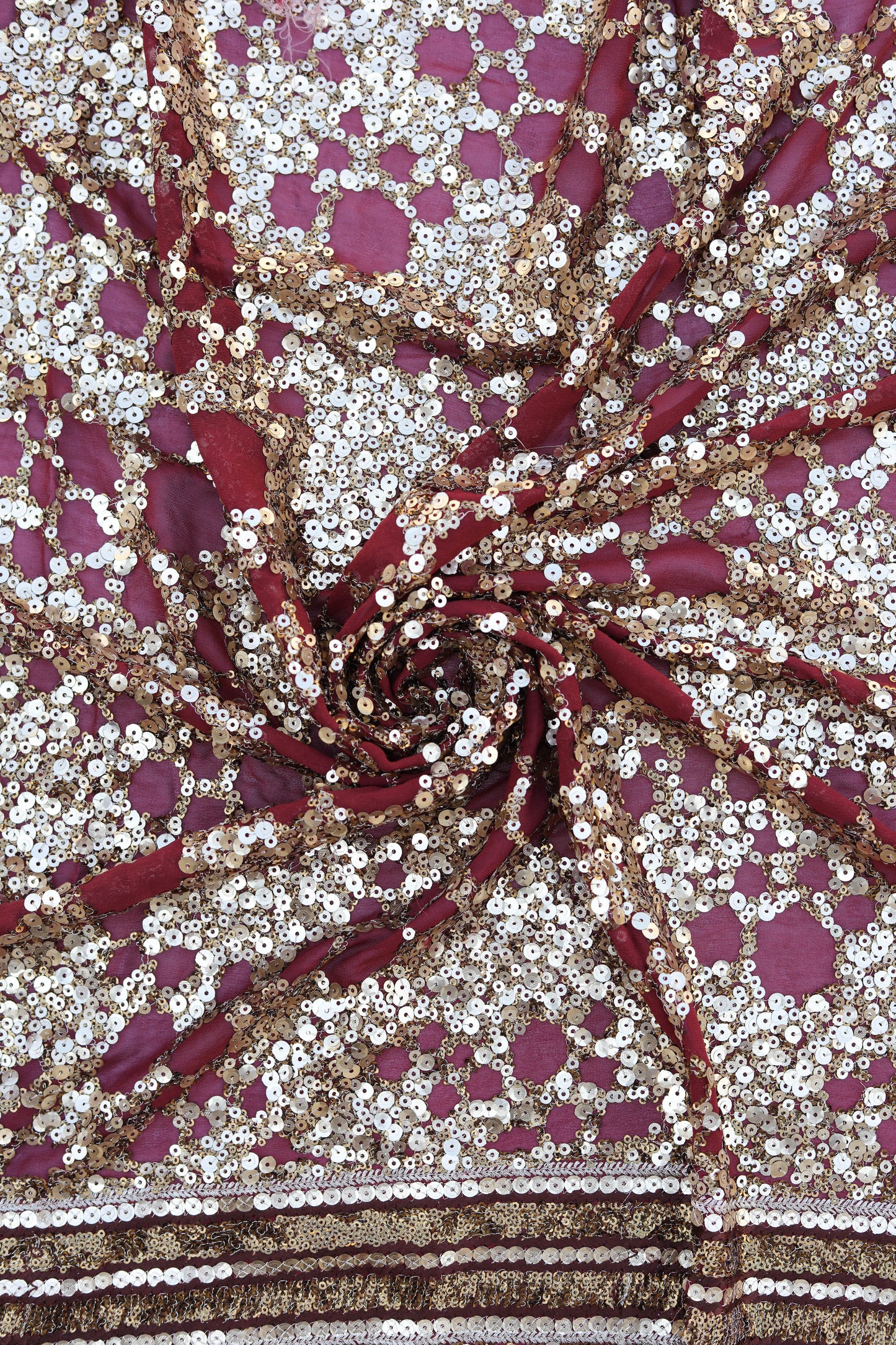 Gold Embellished Floral Sequin Fabric