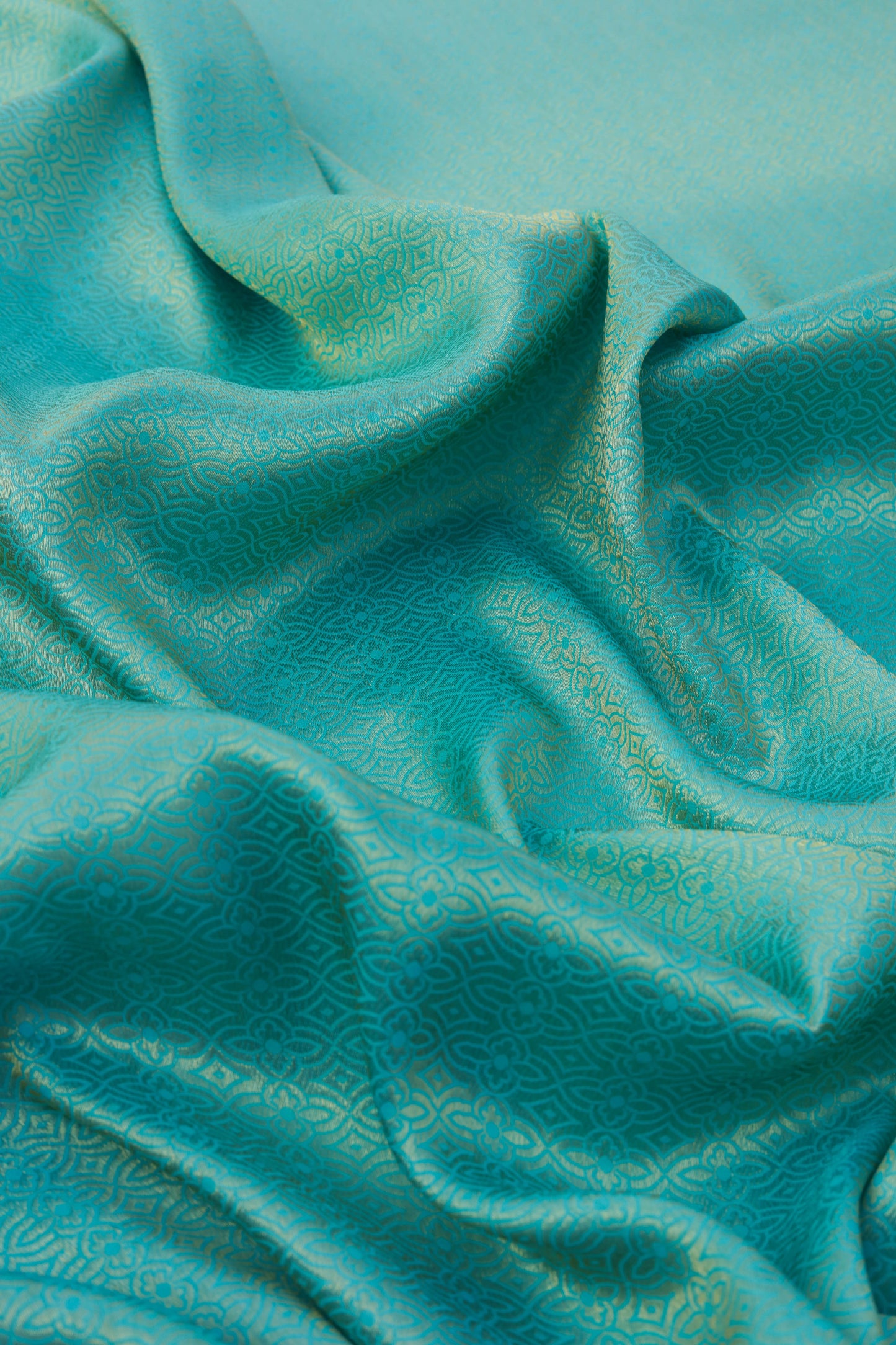 Ivory Banarasi Brocade Fabric with Floral Geometric Weave