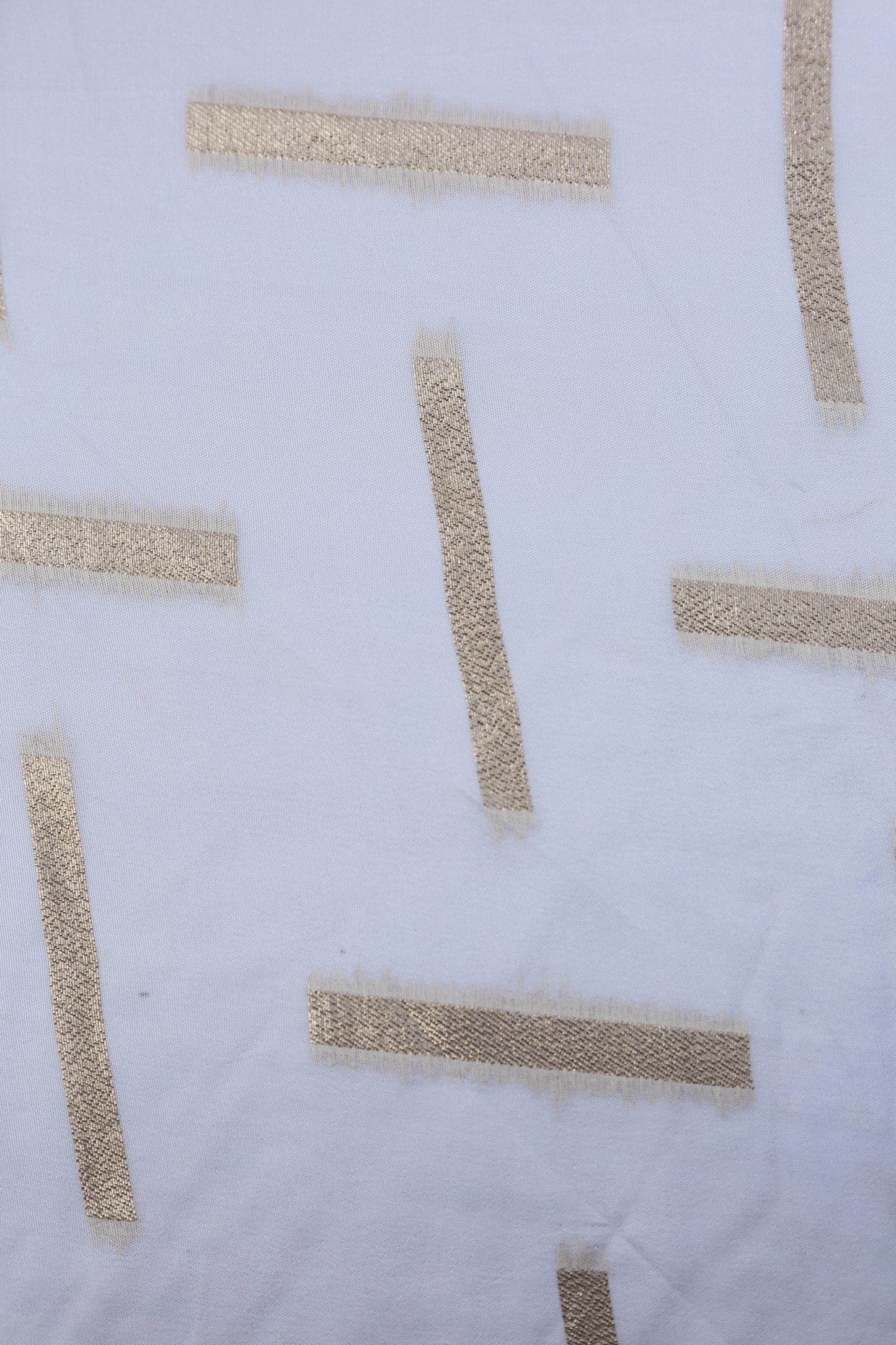 Russian Silk Lehriya Fabric with Geometric Pattern and Gold Highlights