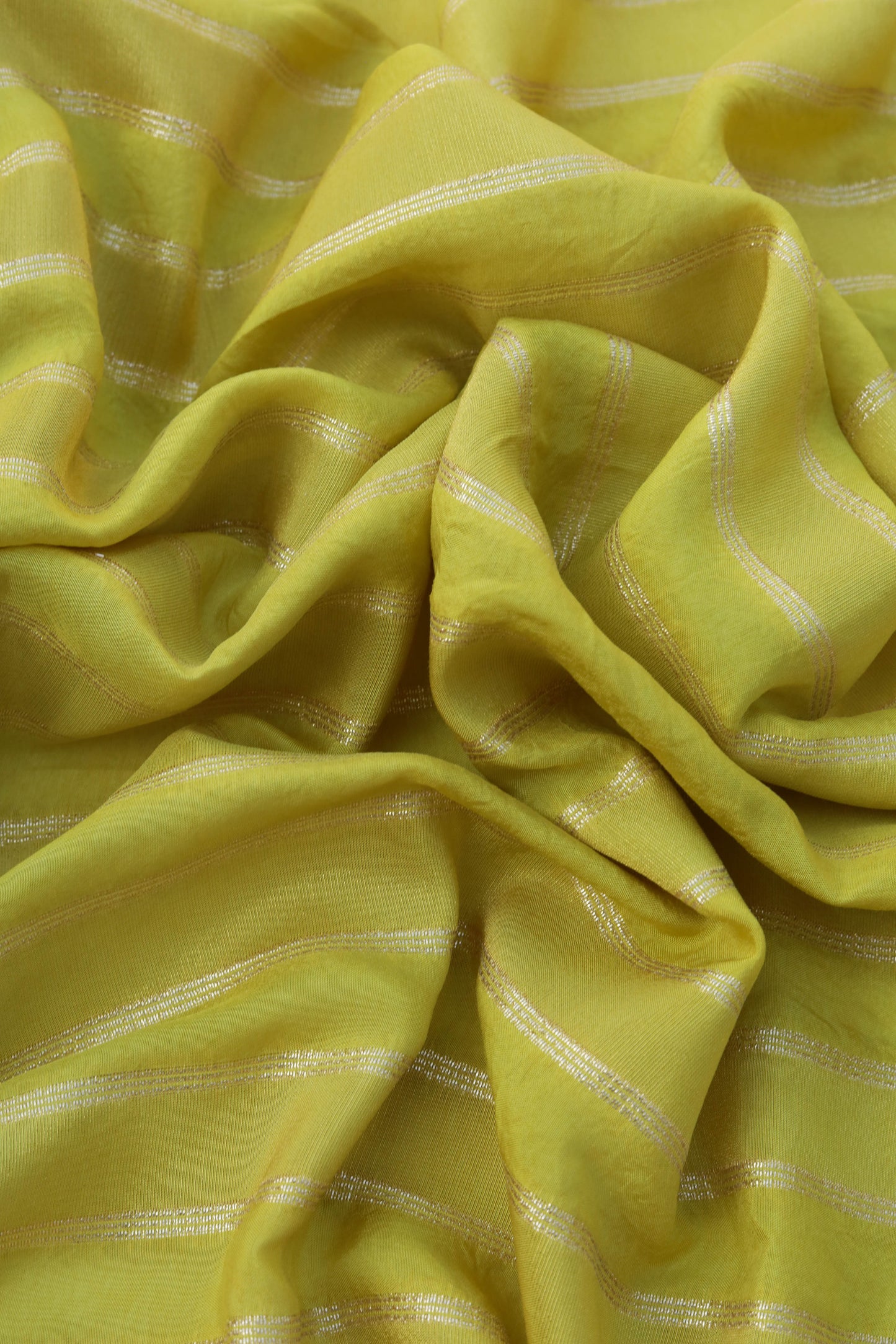 White Gold Horizontal Striped Sheer Organza Fabric