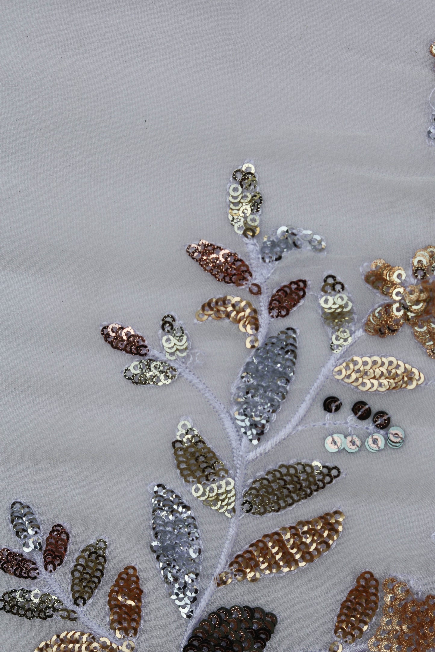 Delicate Floral Embroidered Fabric with Sequin Accents