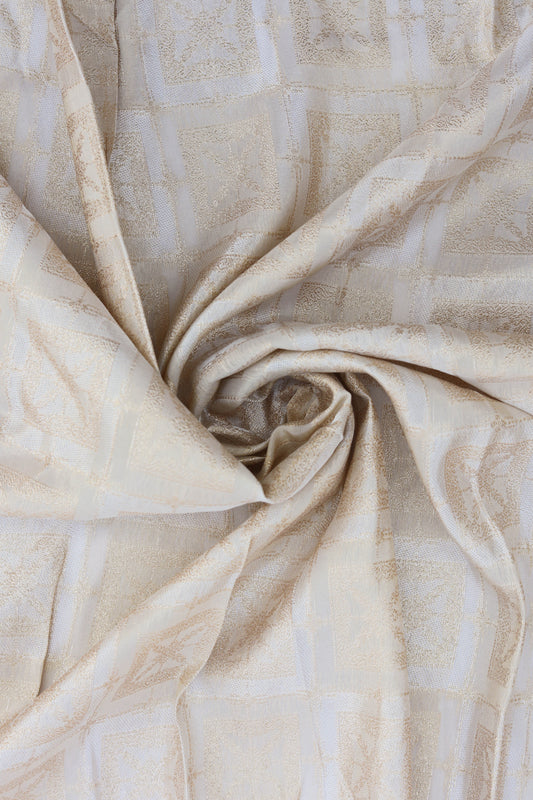 Golden Square Embossed Brocade Fabric