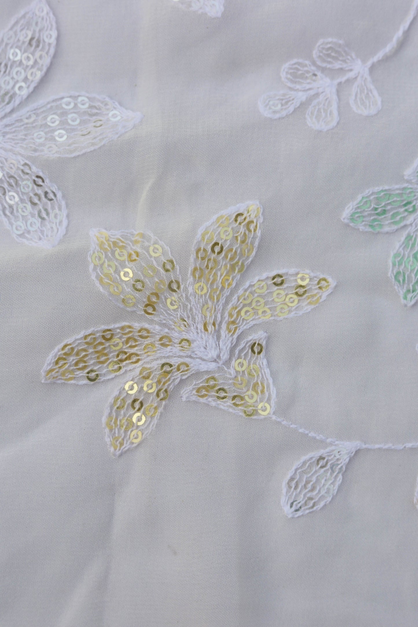 Pastel Floral Embroidered Sequin Fabric