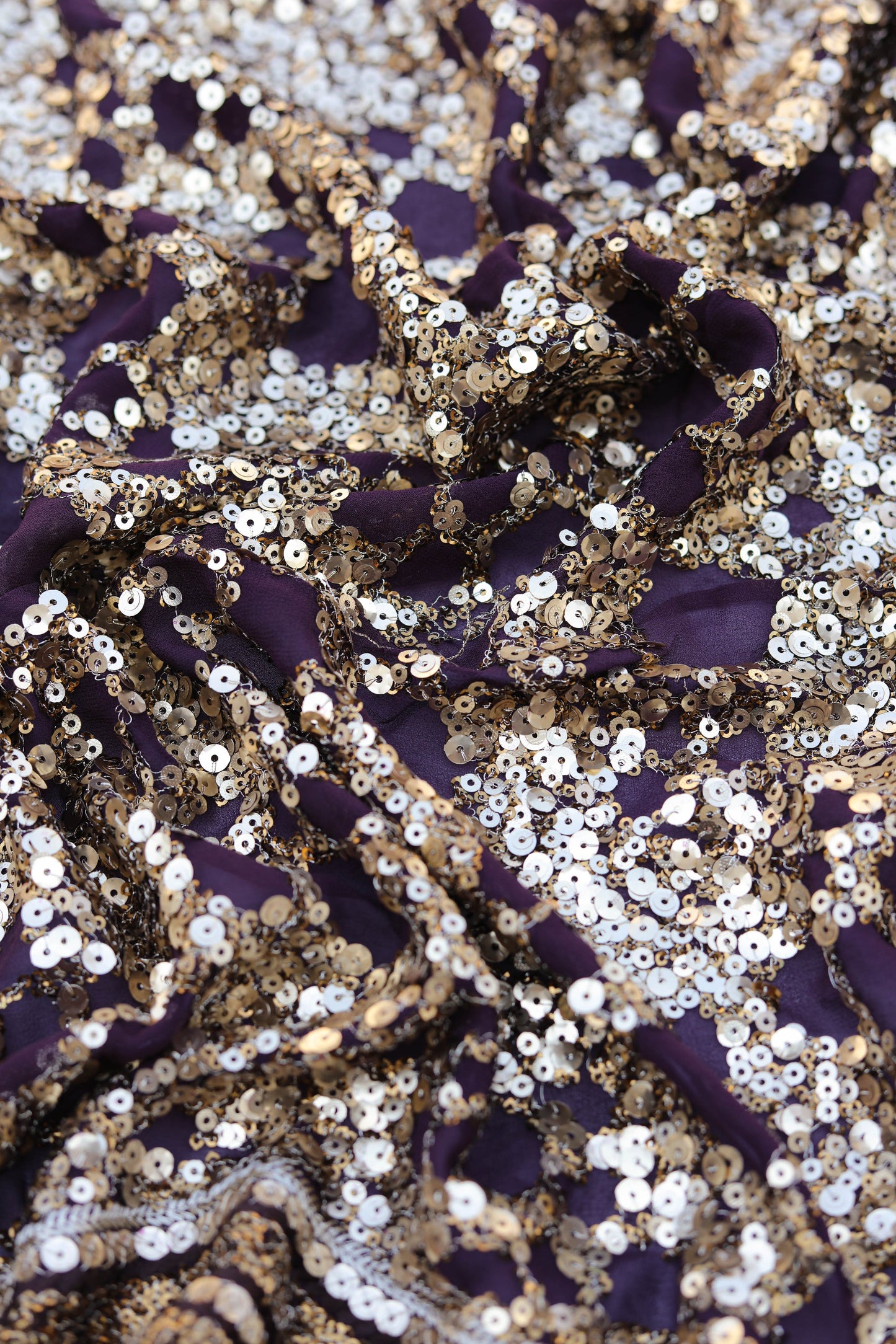 Gold Embellished Floral Sequin Fabric