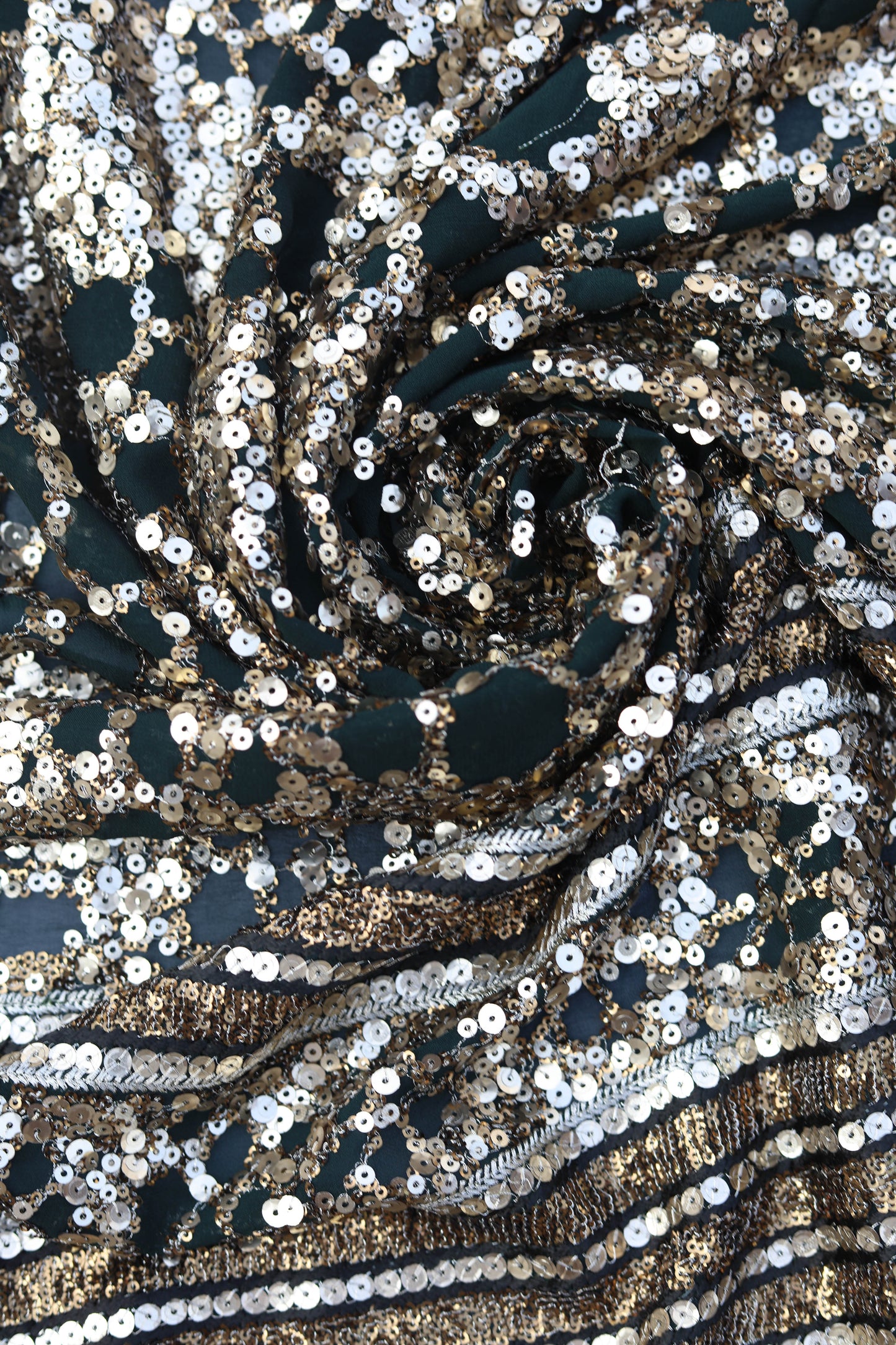 Gold Embellished Floral Sequin Fabric