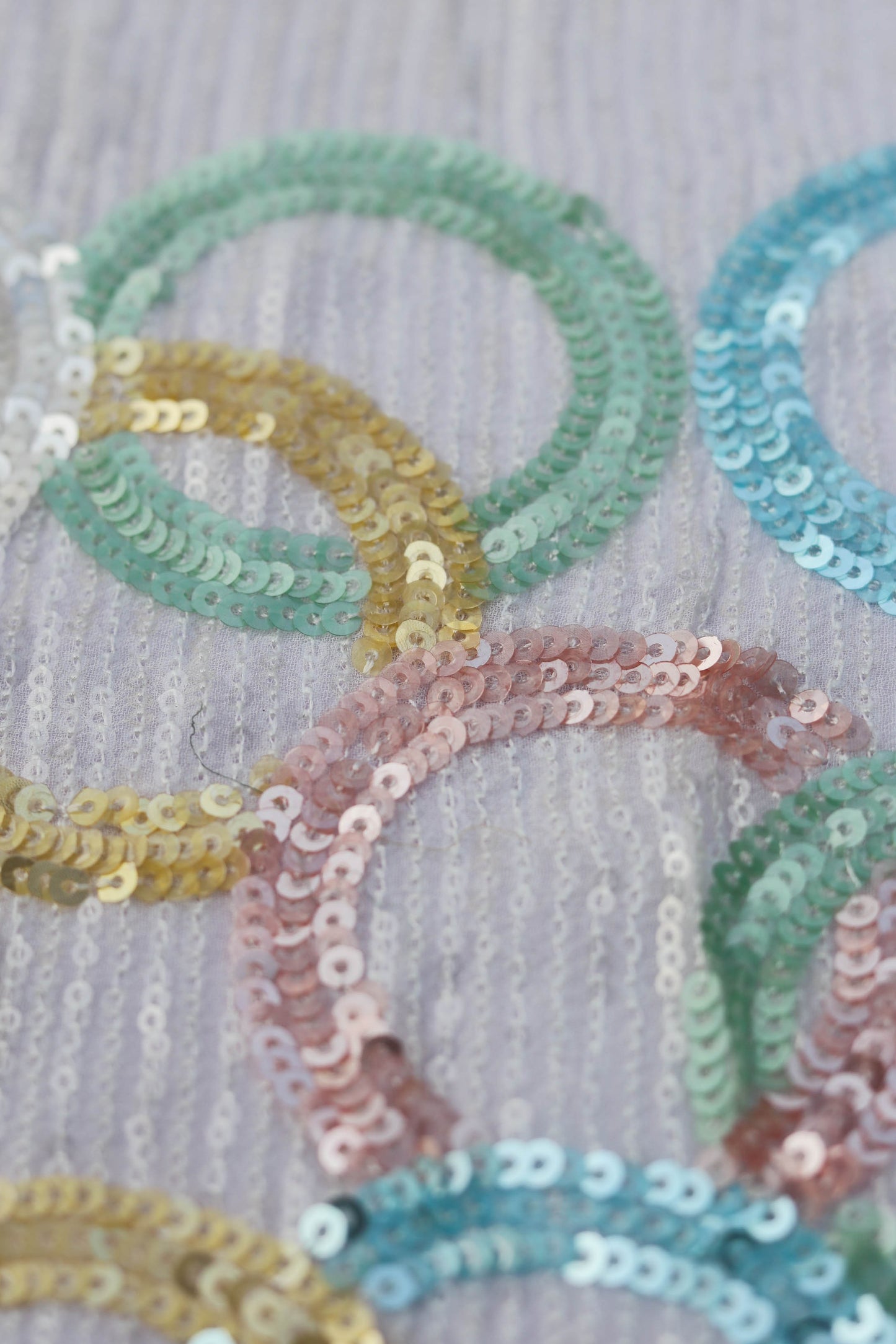 Multi Color Circular Embroidered Sequin Fabric
