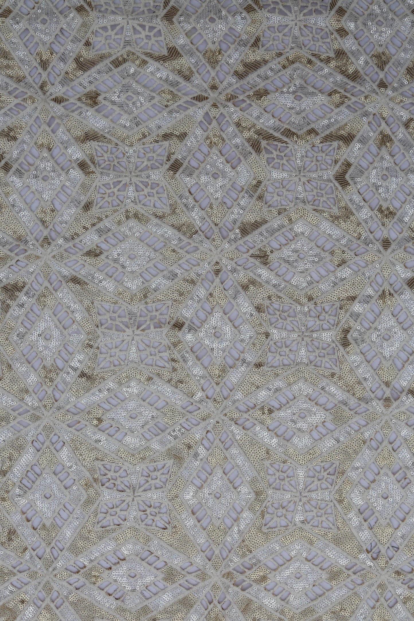 Geometric Sequin Cutwork Embroidered Net Fabric