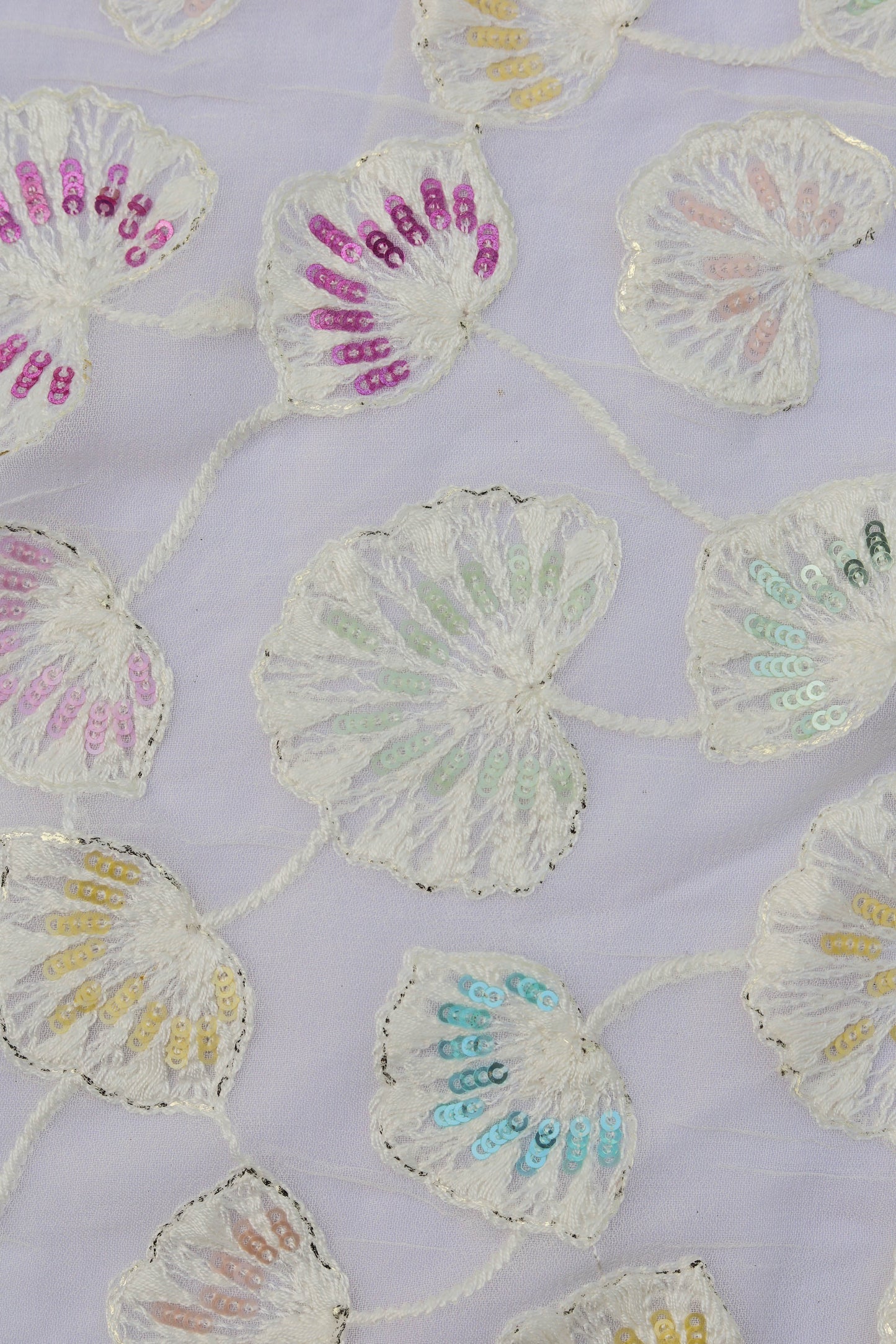 Floral Embroidered Sequin Fabric with Vibrant Accents