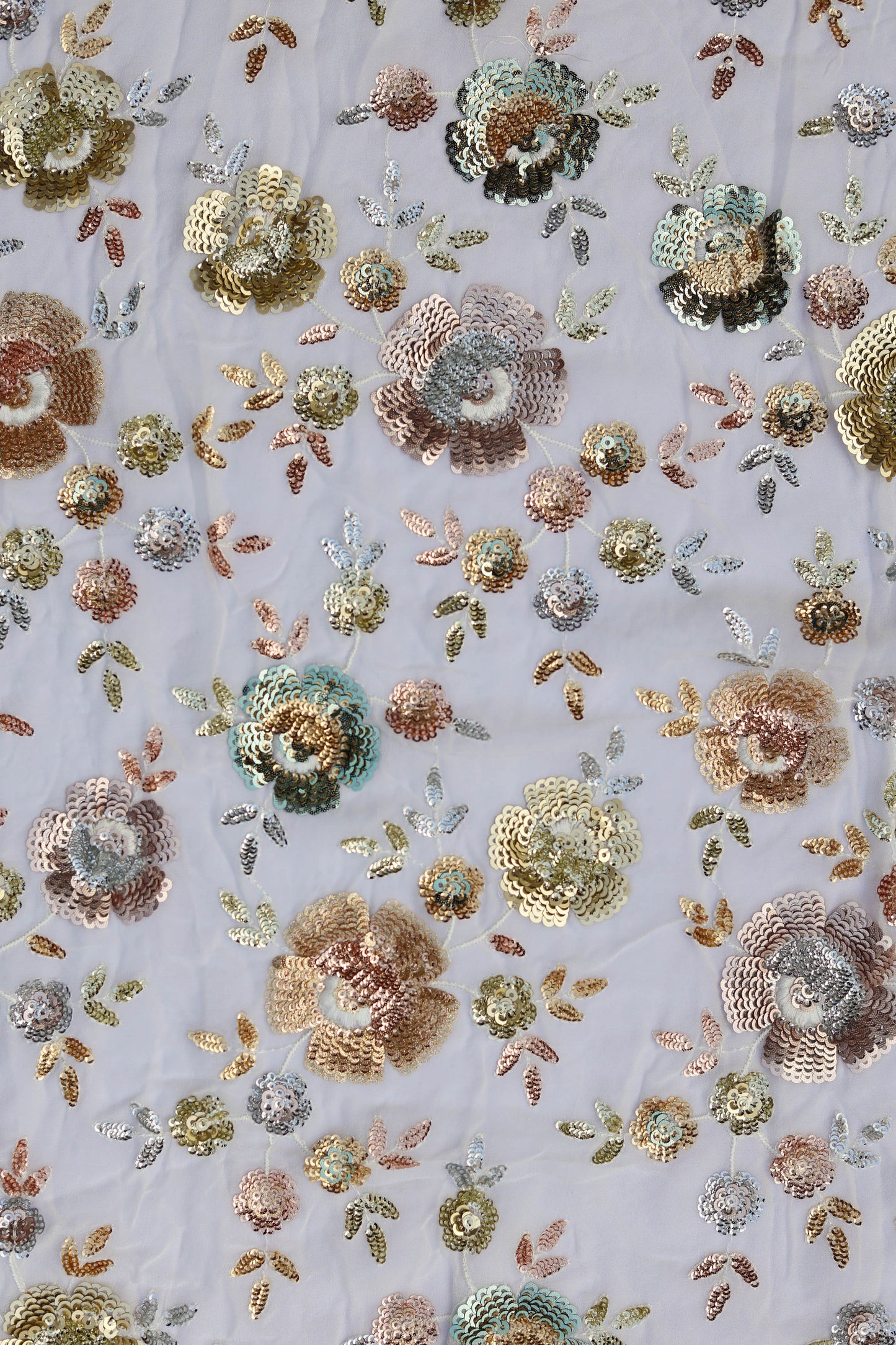 Shimmering Floral Embroidered Sequin Fabric