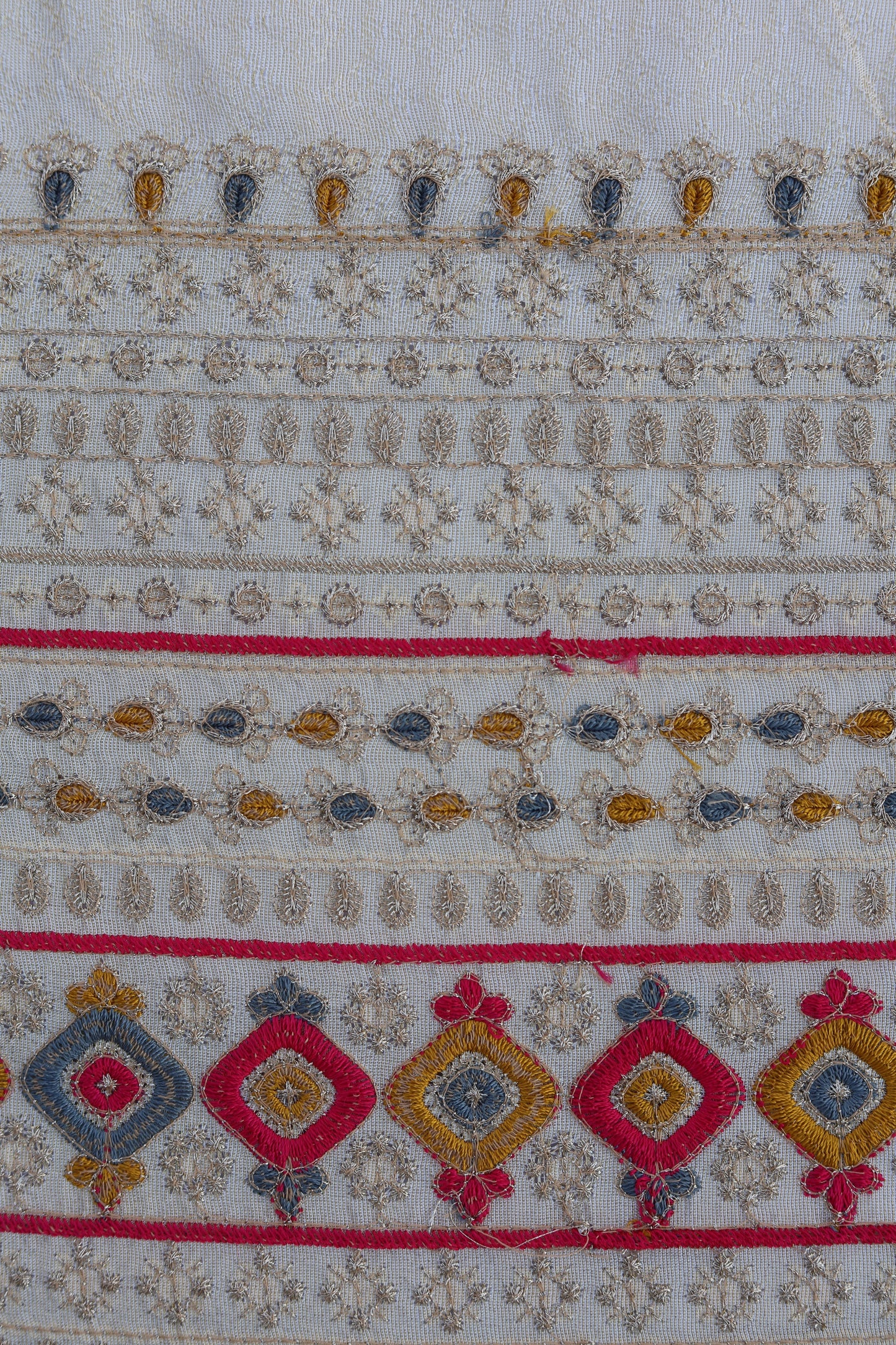 Pure Banarasi Tissue Brocade Fabric with Diamond Weave Mirror Embellishments and Embroidered Border