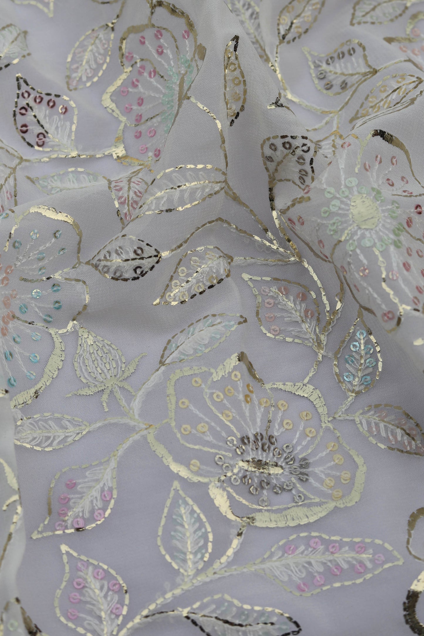 Fabonique Floral Embroidered Sequin Fabric