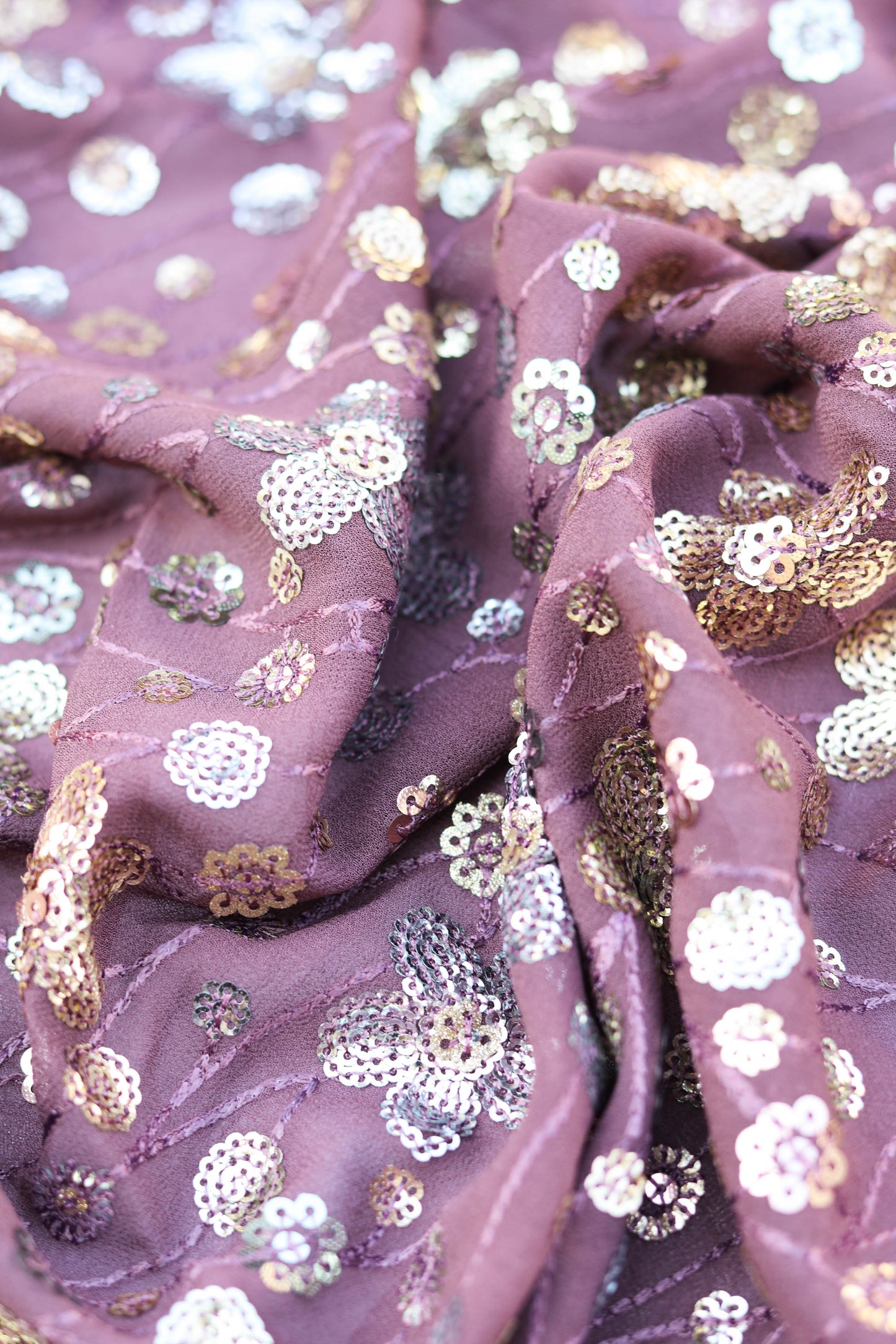 Floral Sequin Embroidered Fabric