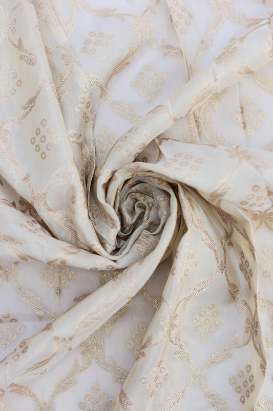 Golden Lattice Pattern Sheer Organza Fabric