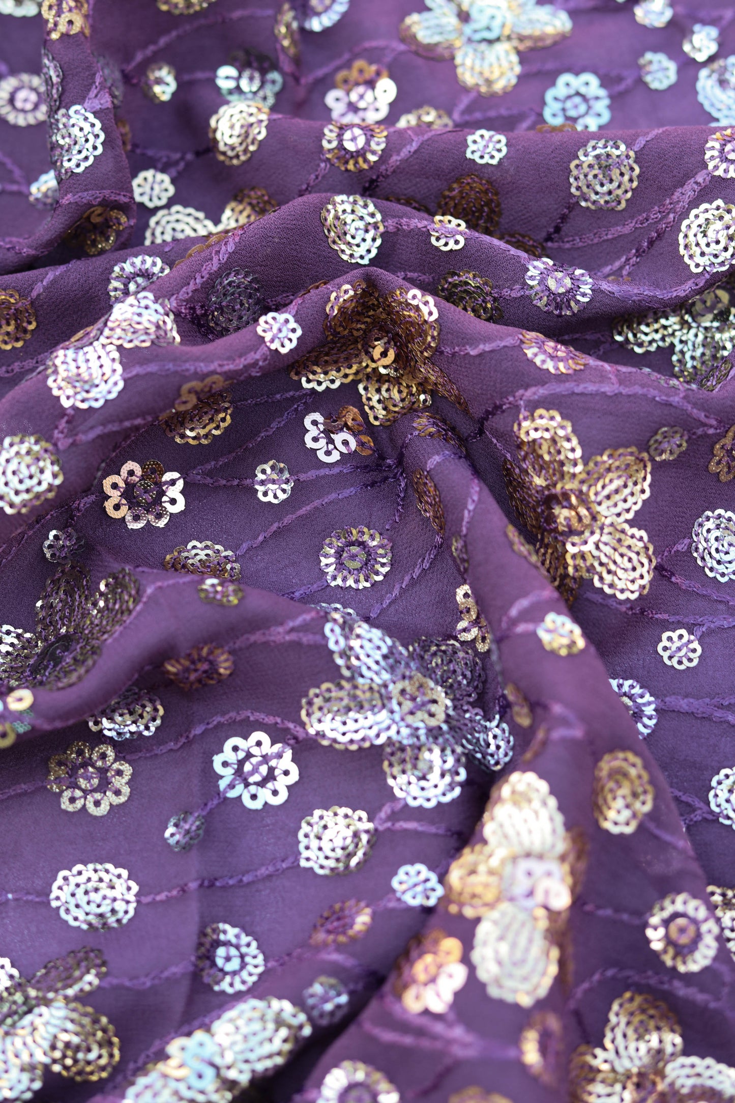 Floral Sequin Embroidered Fabric