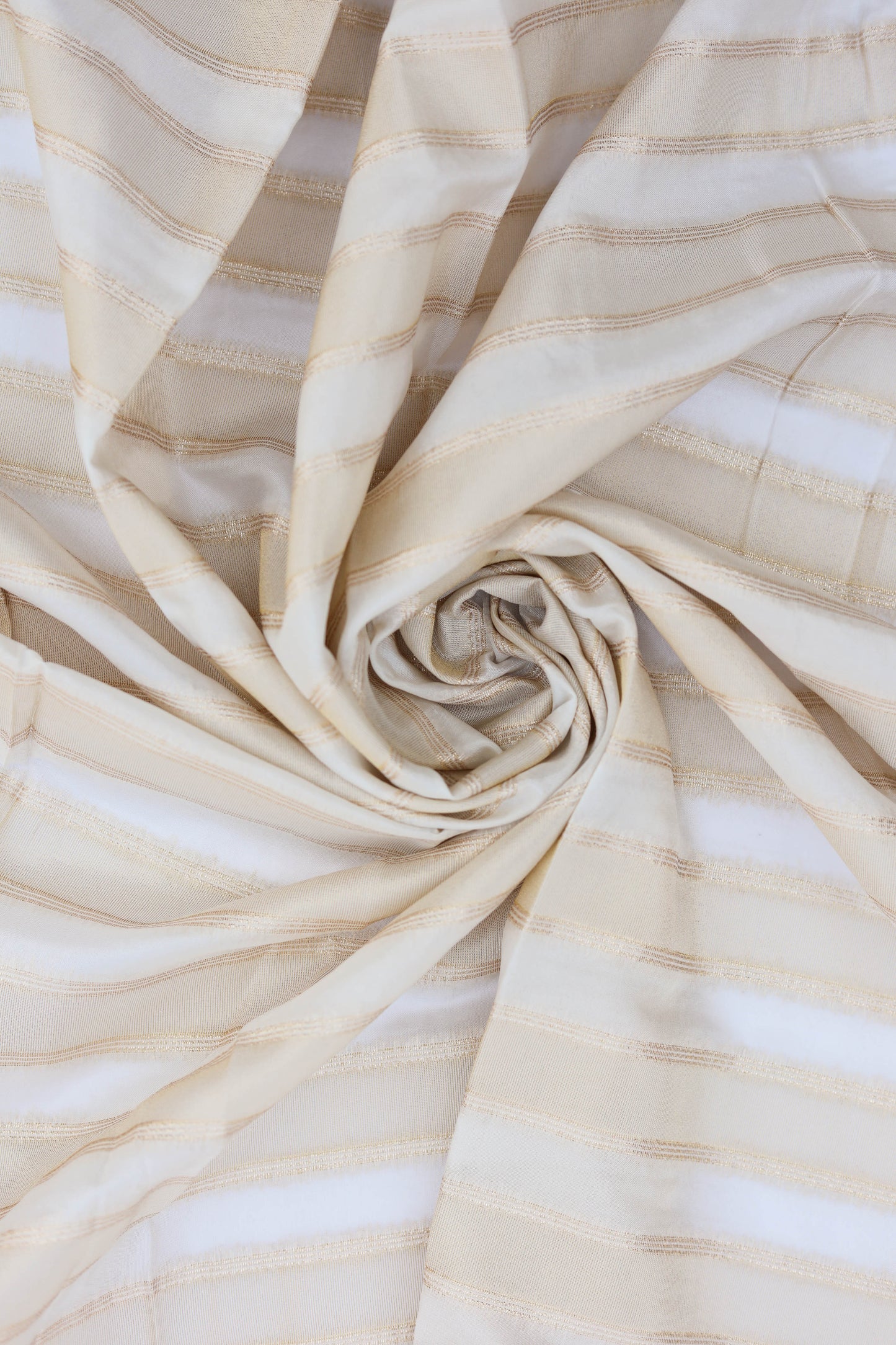 White Gold Horizontal Striped Sheer Organza Fabric