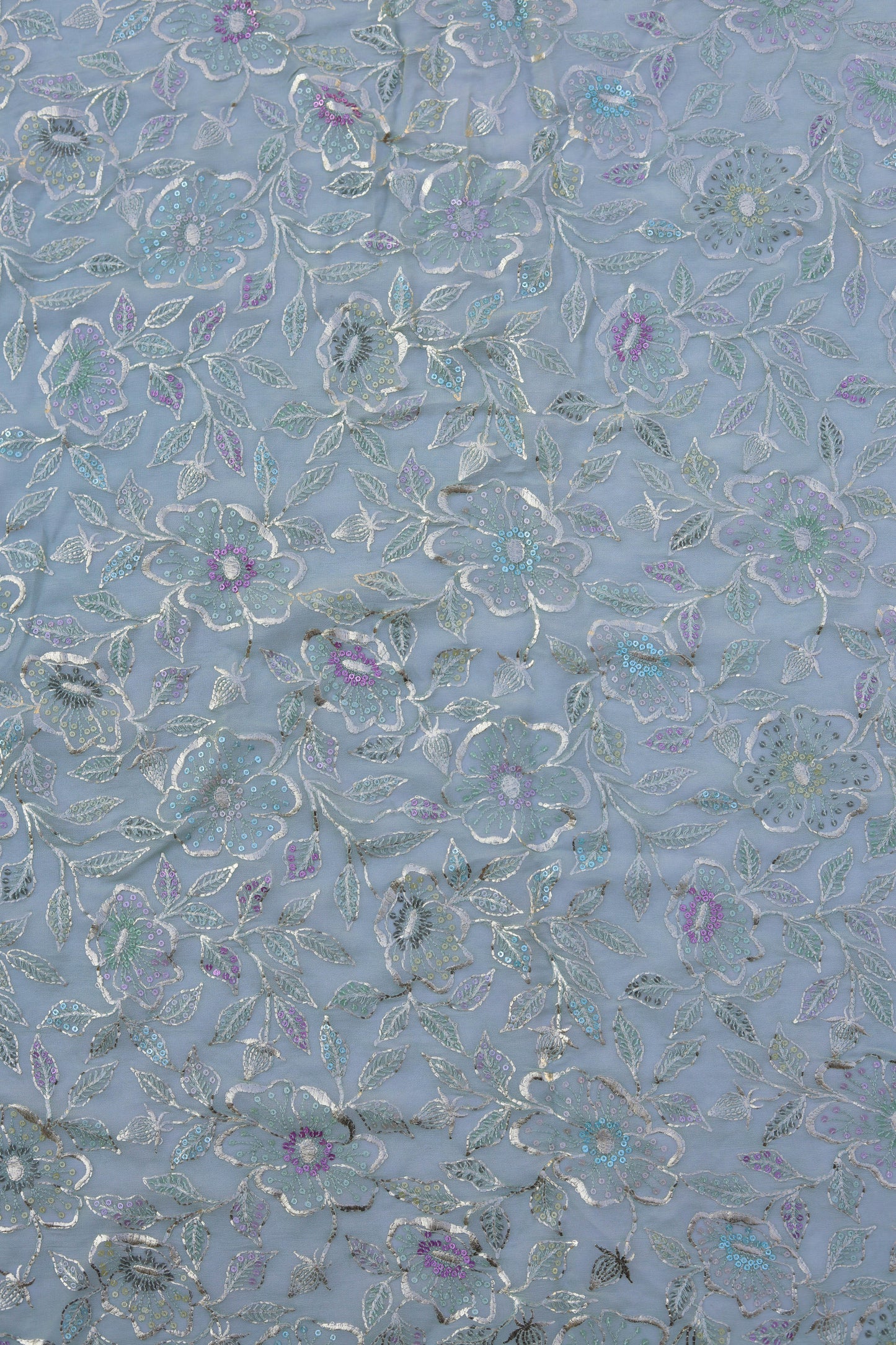 Fabonique Floral Embroidered Sequin Fabric