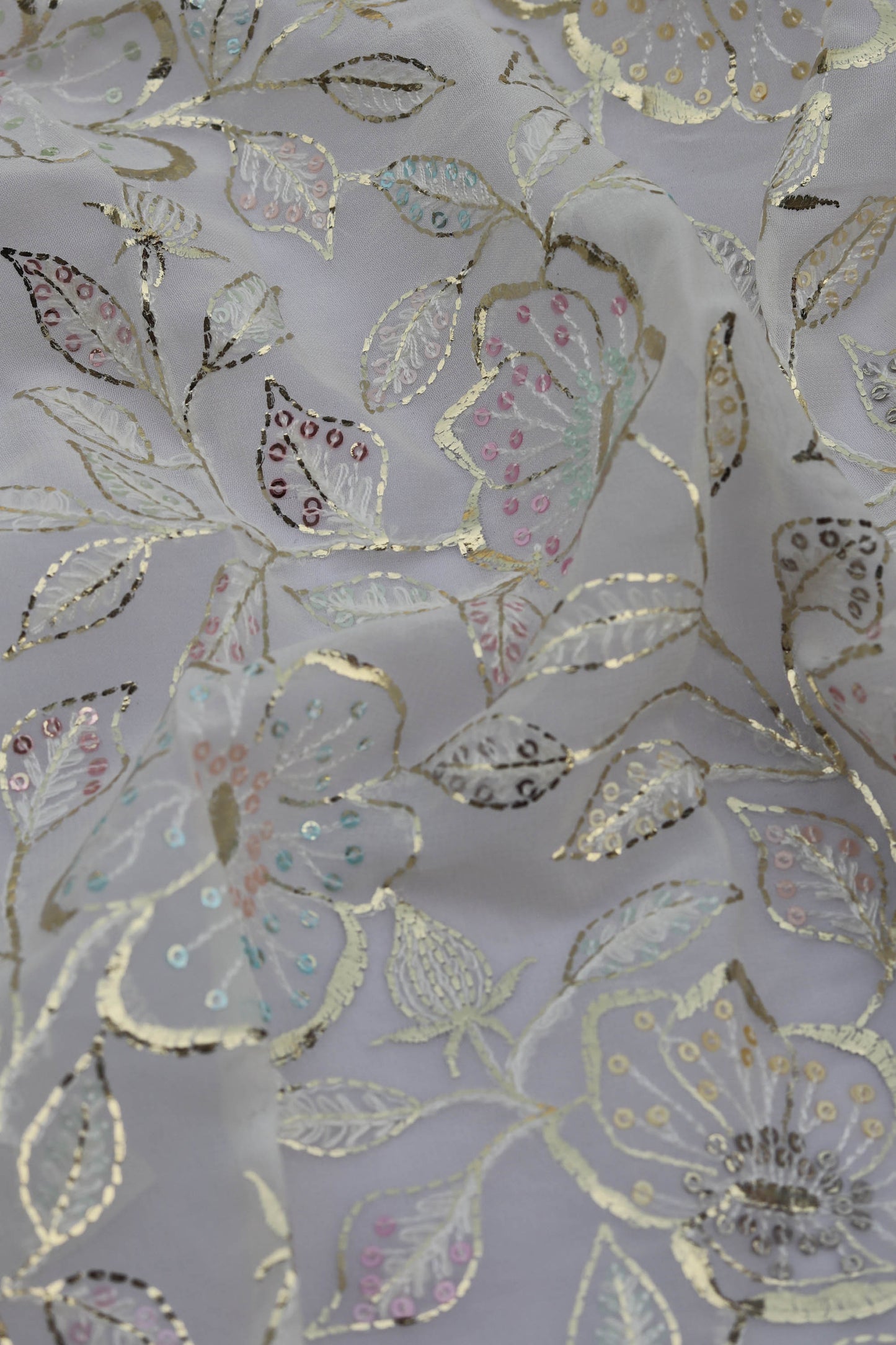 Fabonique Floral Embroidered Sequin Fabric