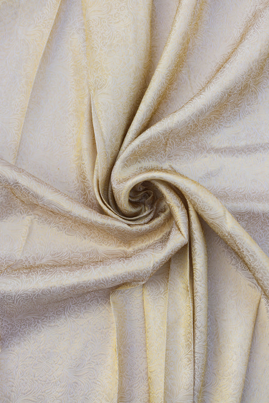 Golden Floral Embossed Banarasi Fabric