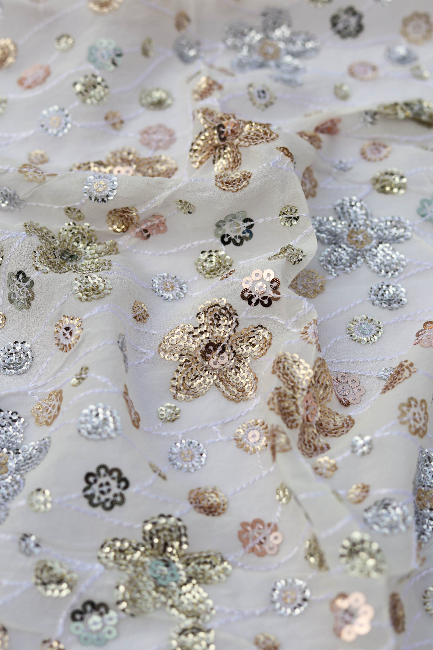 Floral Sequin Embroidered Fabric