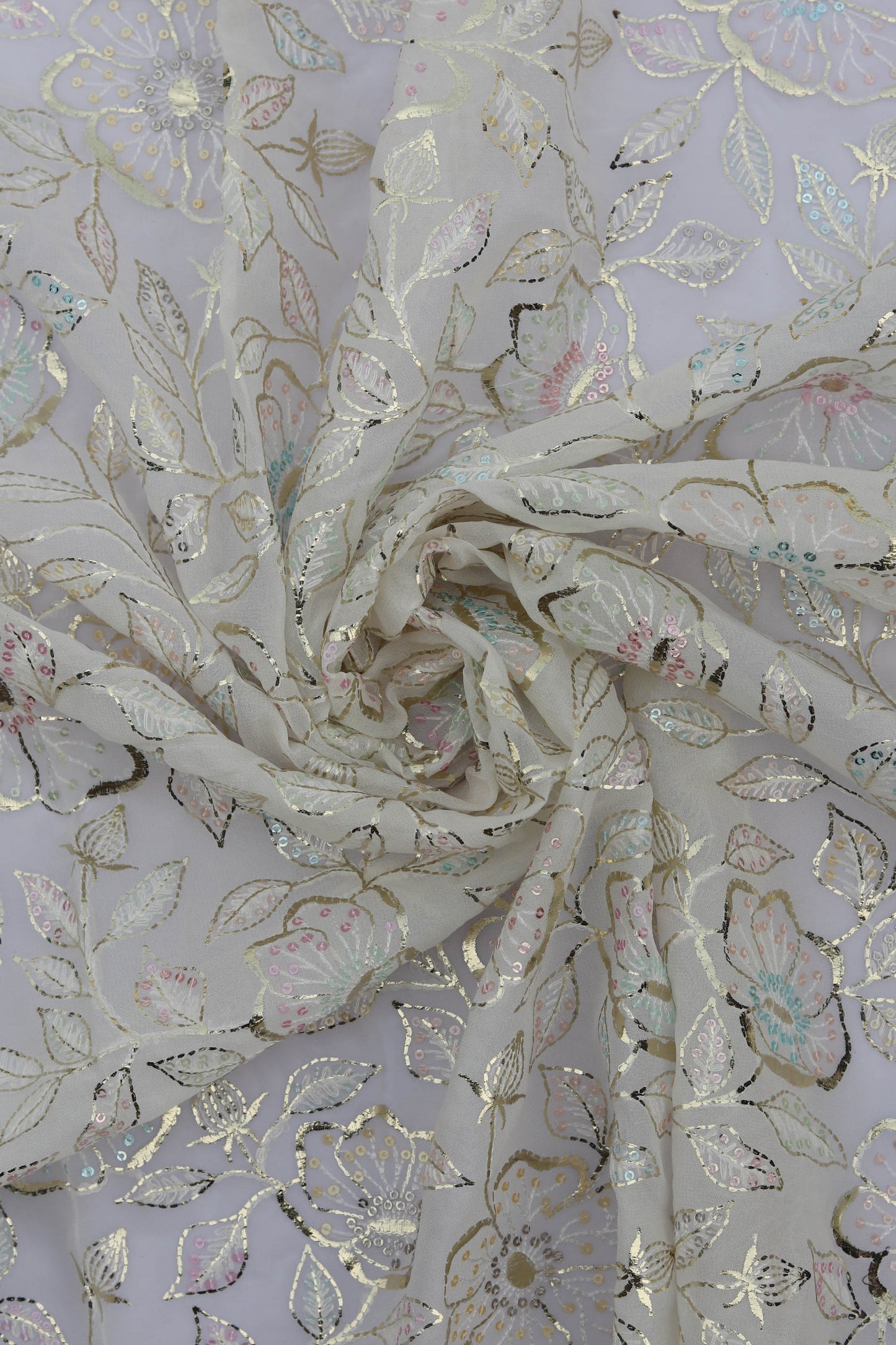 Fabonique Floral Embroidered Sequin Fabric